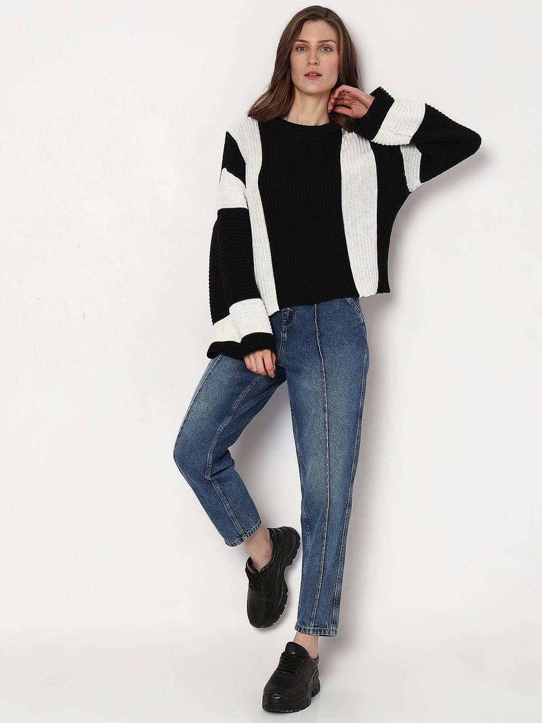 Black Colourblocked Pullover