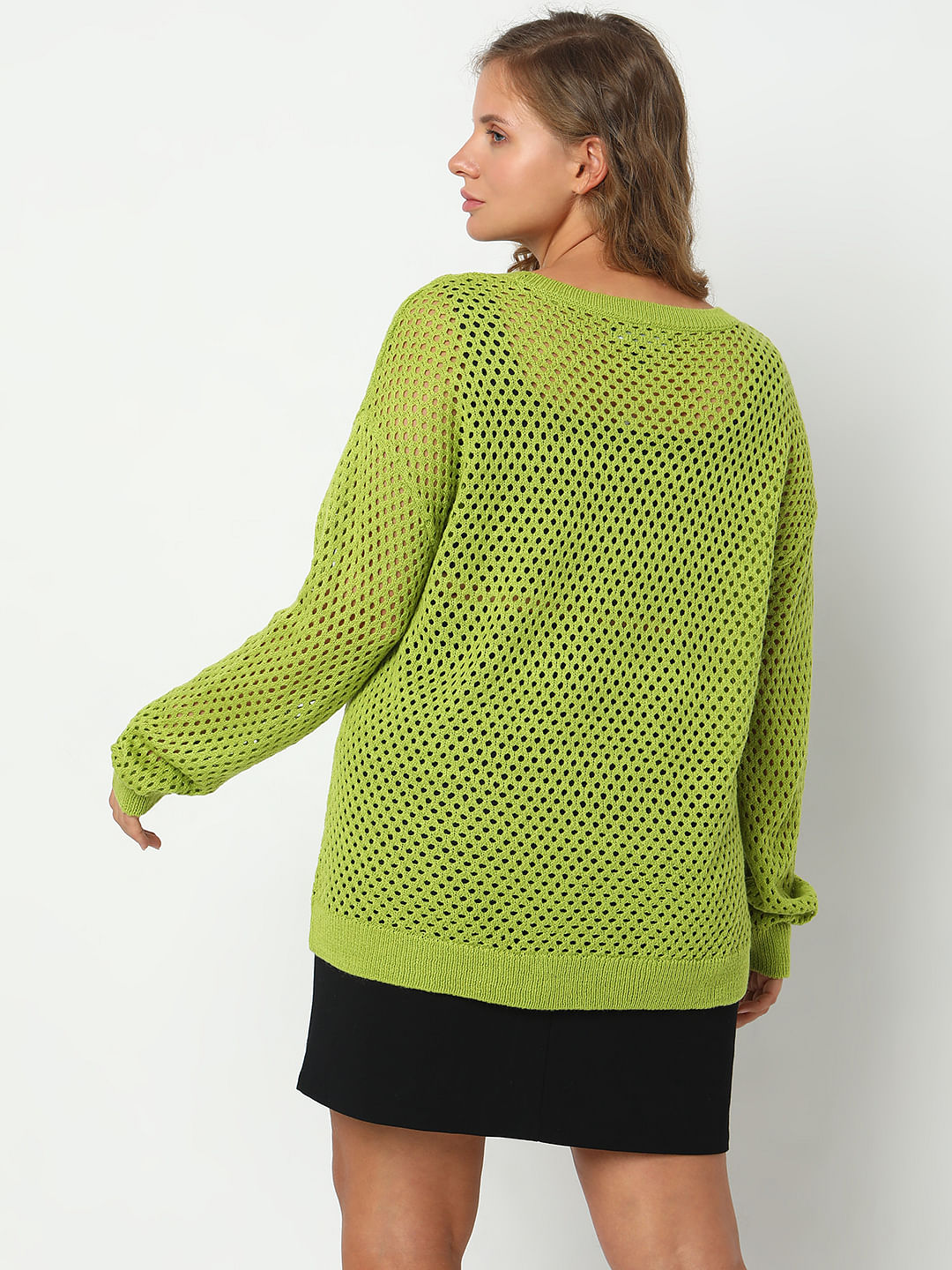 Curve Green Pointelle Sweater