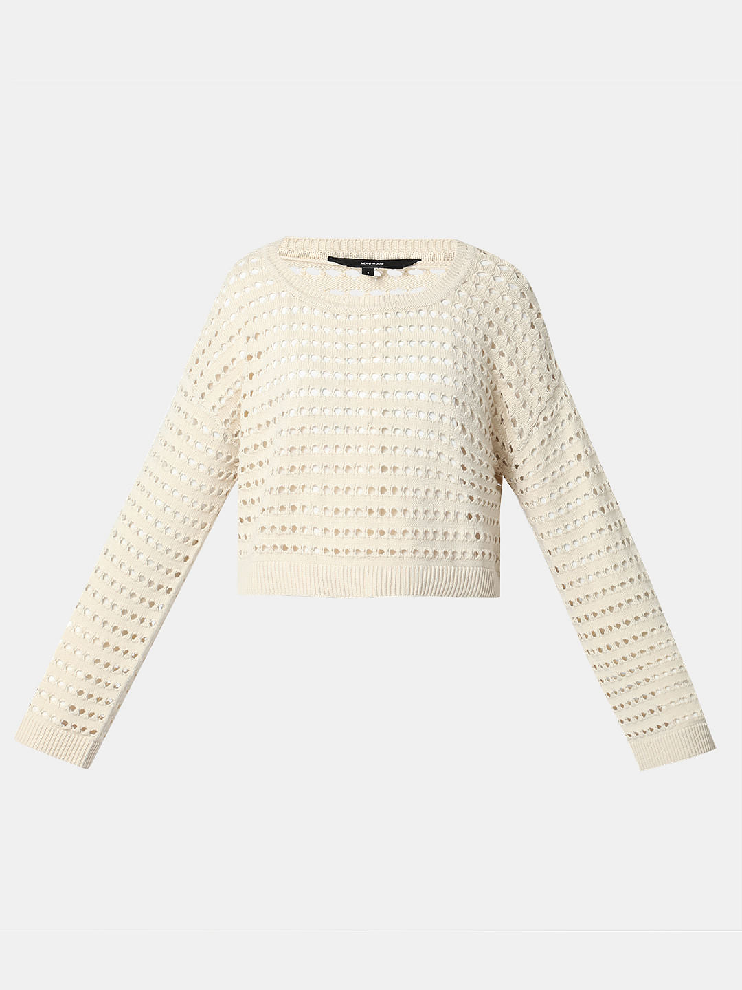 Ecru Knit Flared Sleeves Top