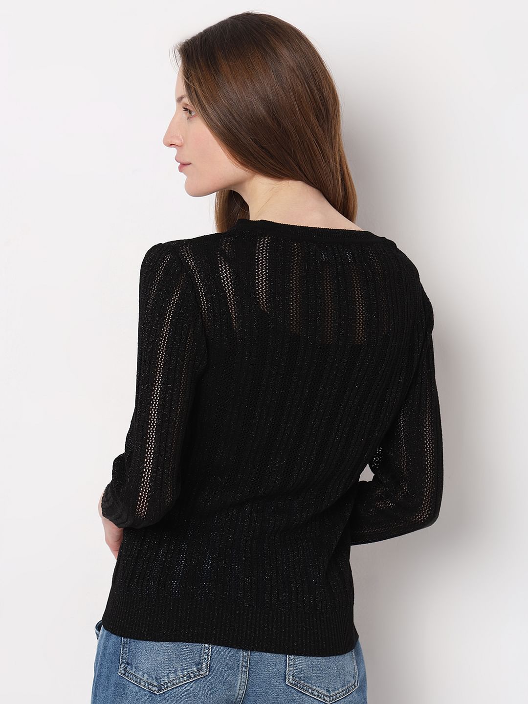 Black Lurex Knit Pullover