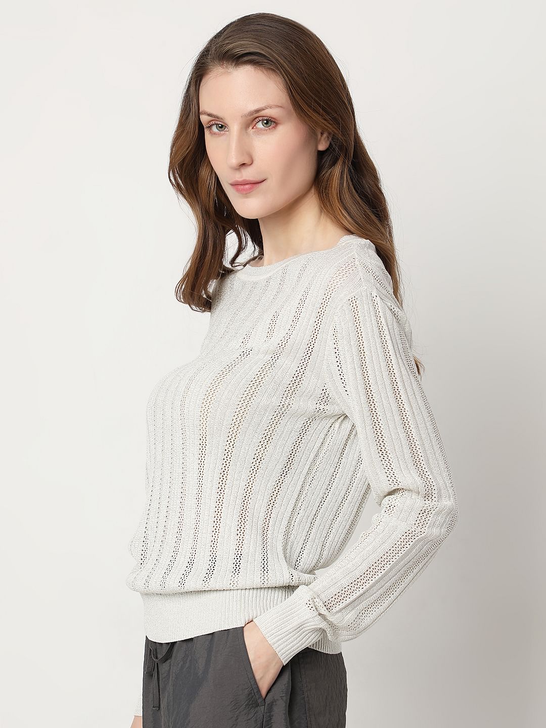 Light Grey Lurex Knit Pullover