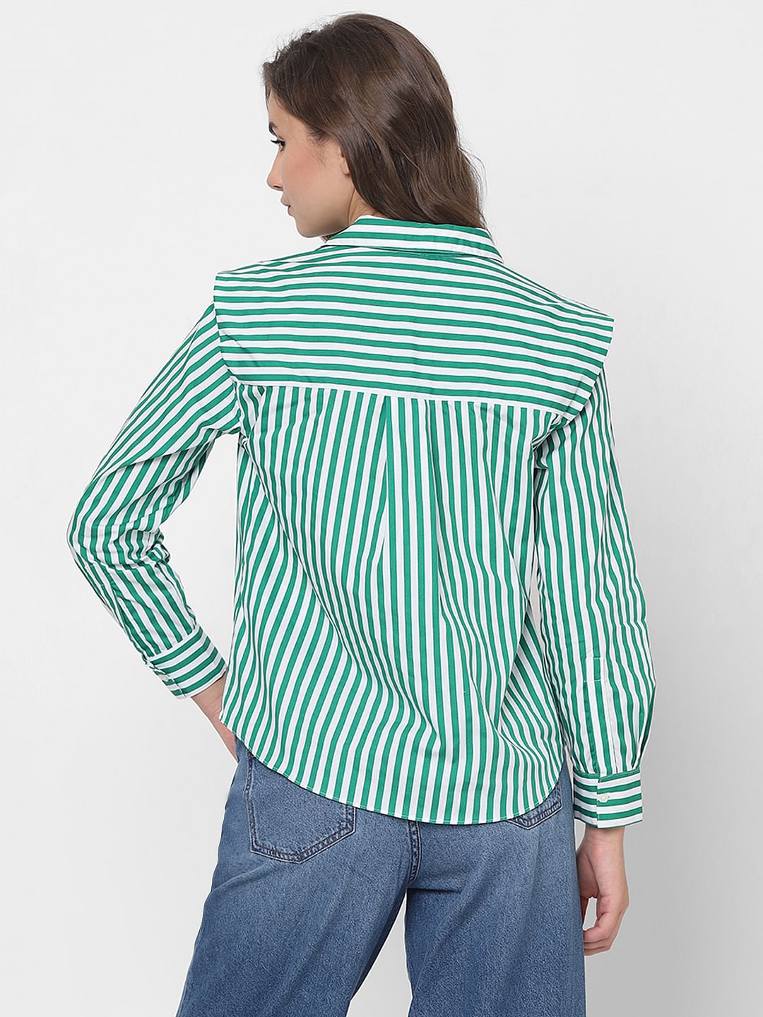 White & Green Striped Shirt