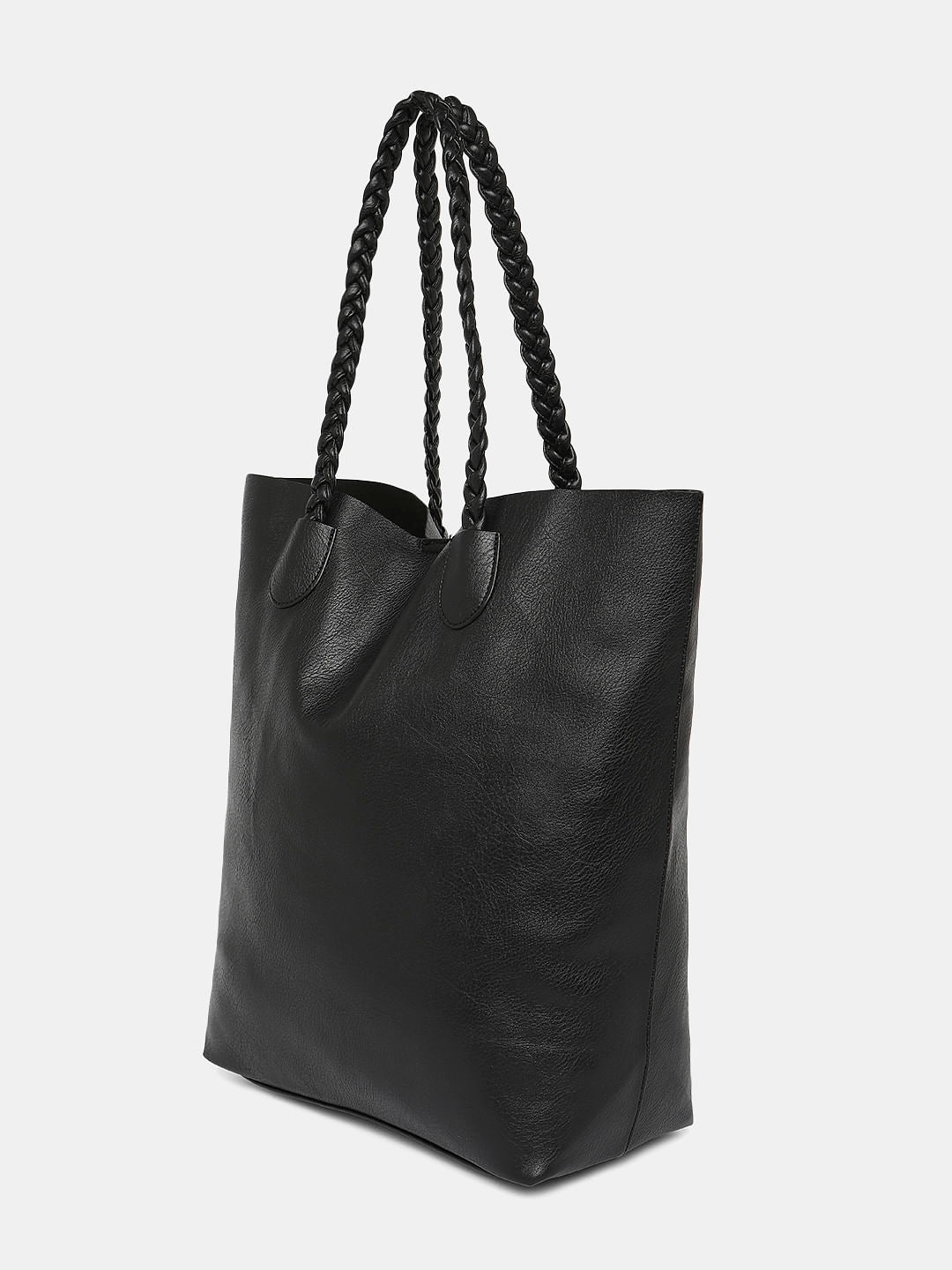 Black Faux Leather Shopper
