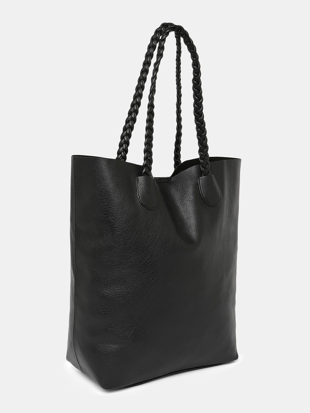 Black Faux Leather Shopper