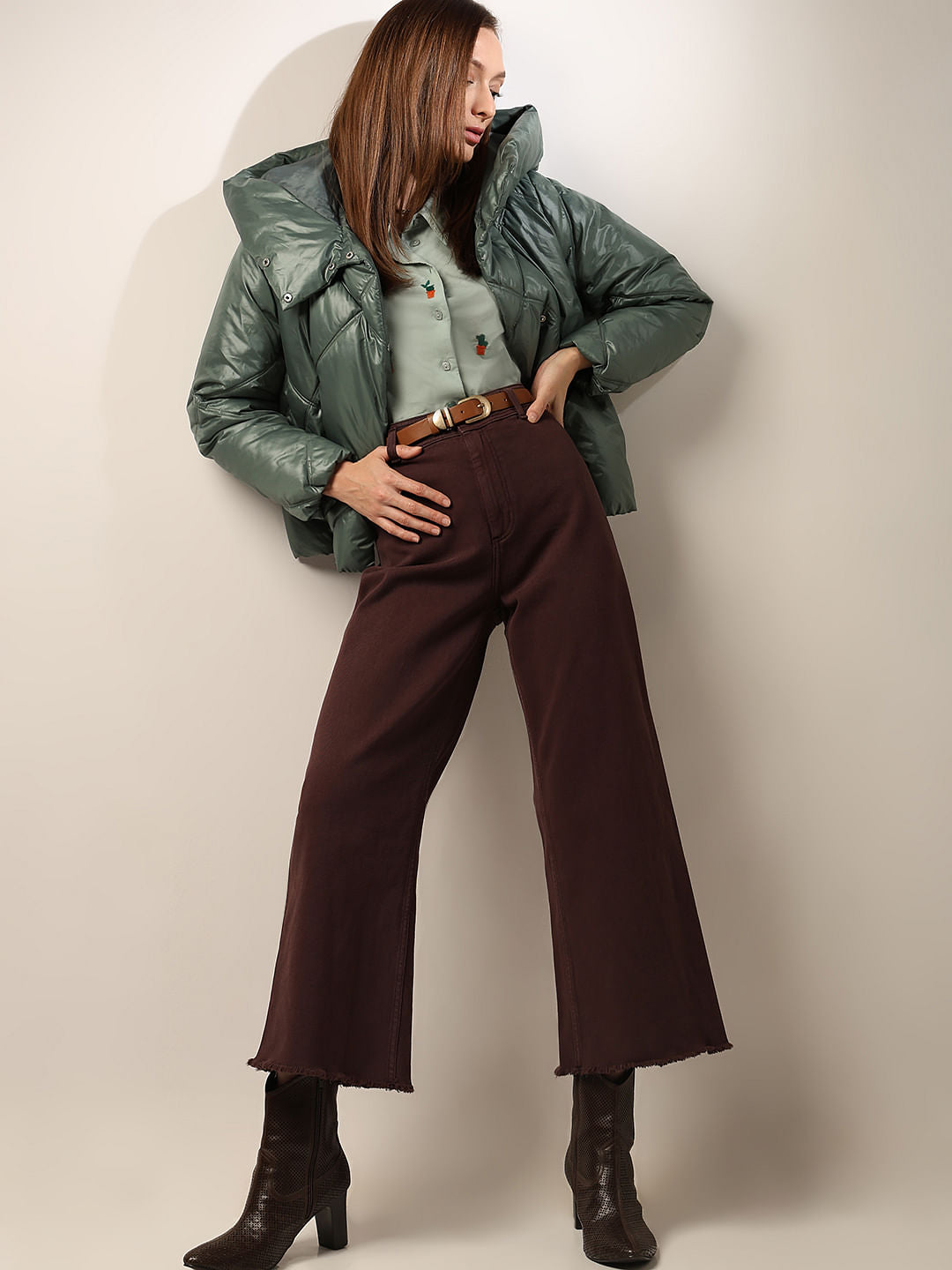 Dark Brown High Rise Zoey Wide-Leg Jeans