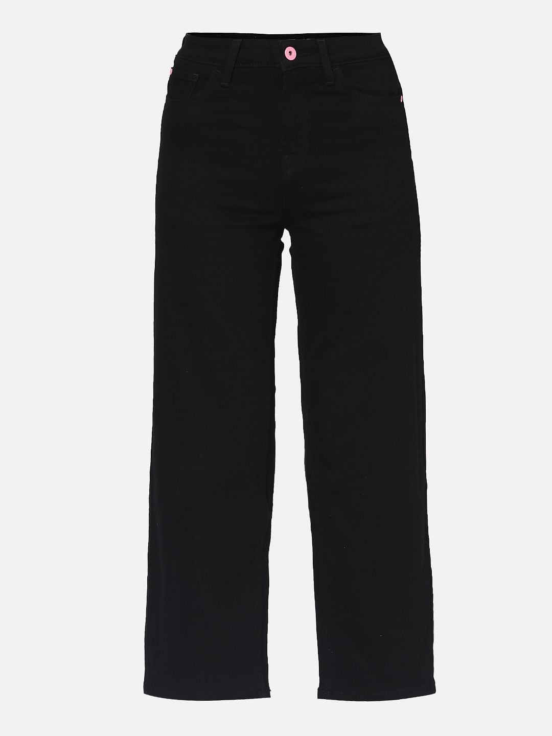 Black High Rise Zoey Wide-Leg Jeans