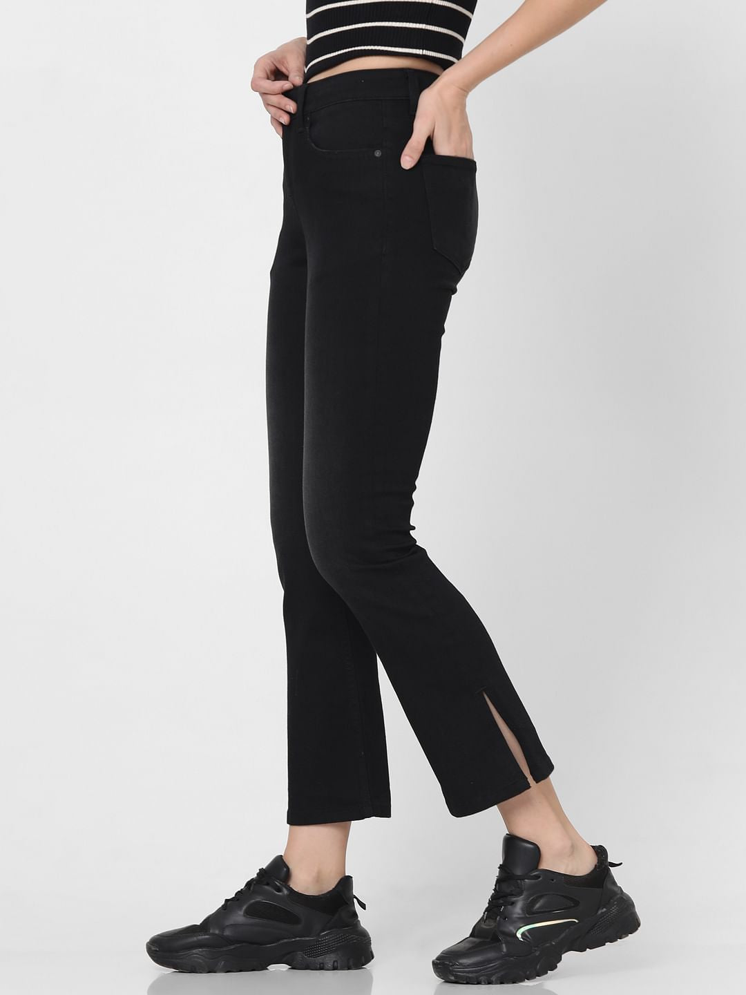 Black Mid Rise Petra Bootcut Jeans
