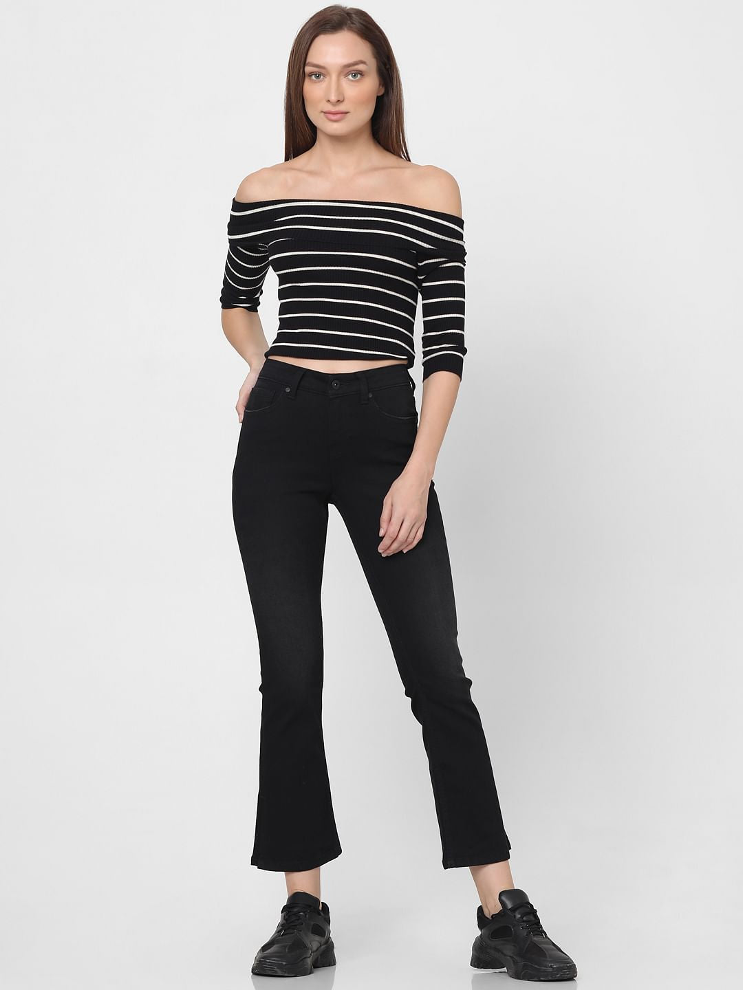 Black Mid Rise Petra Bootcut Jeans