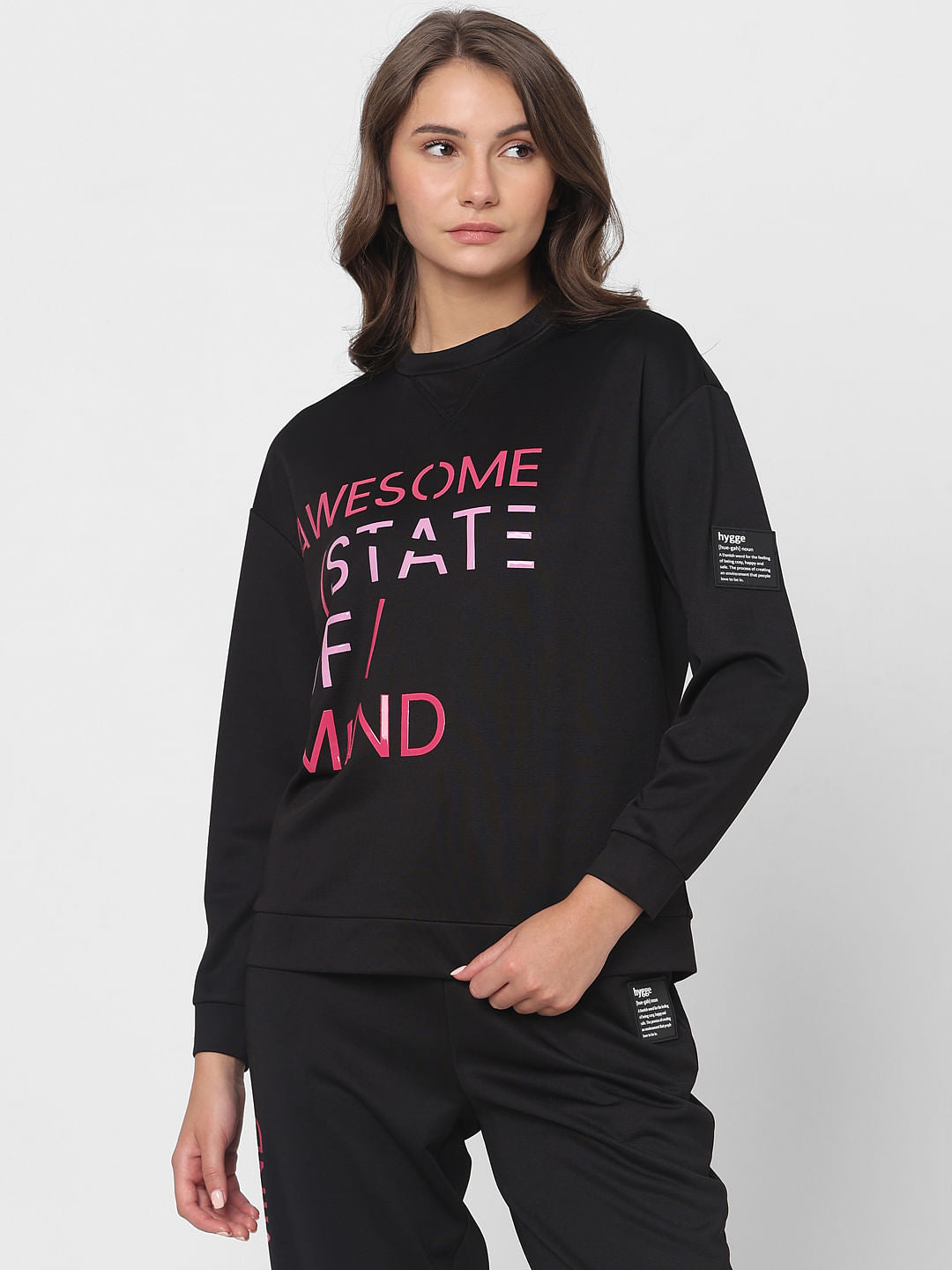 Black Printed Co-Ord Set Sweatshirt