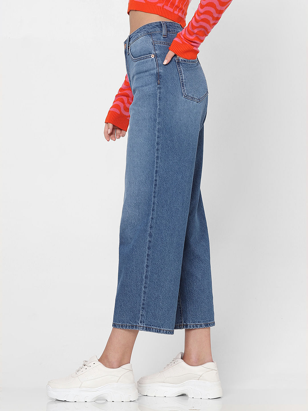 Blue Mid Rise Zoey Wide-Leg Jeans