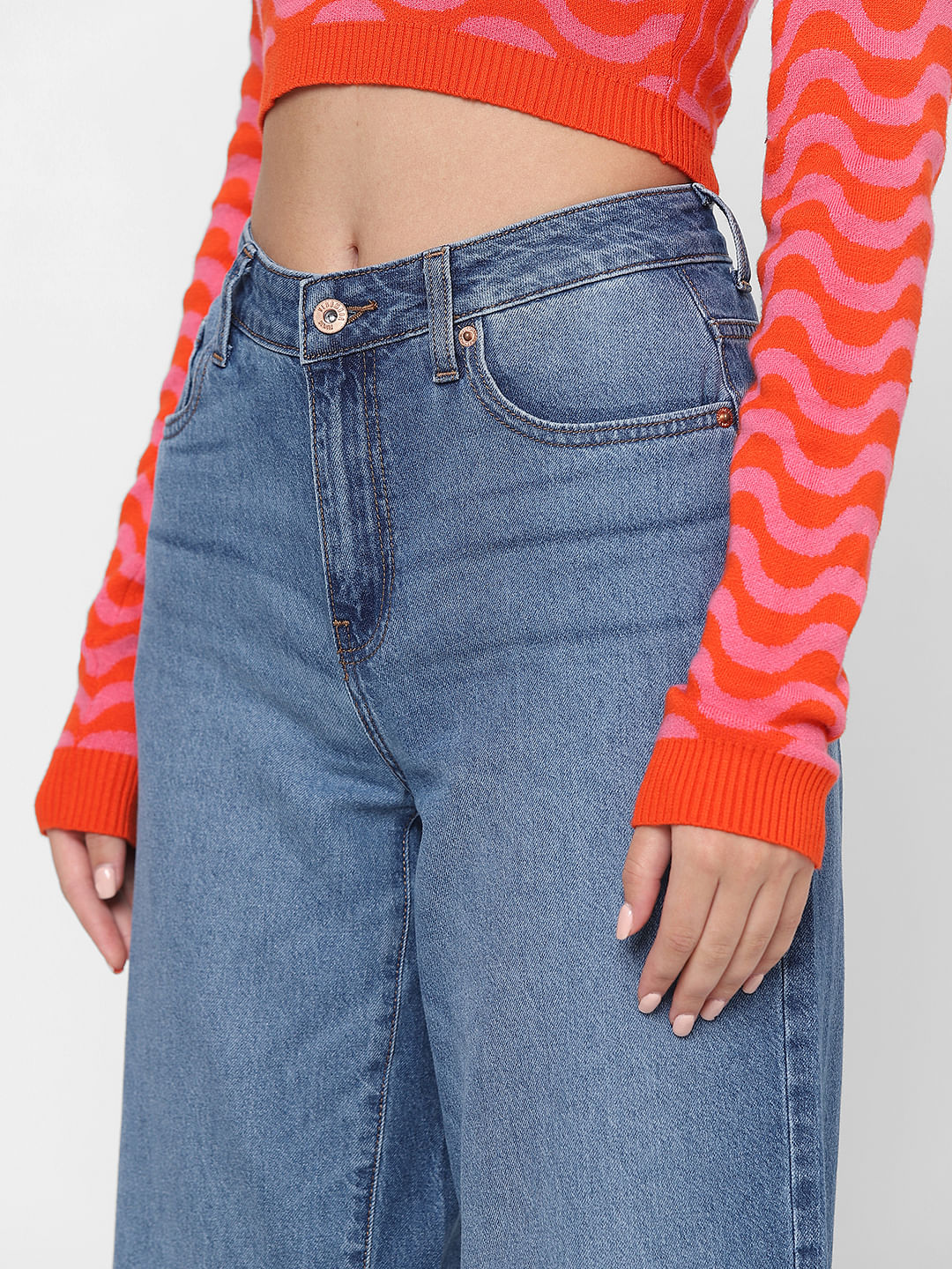 Blue Mid Rise Zoey Wide-Leg Jeans