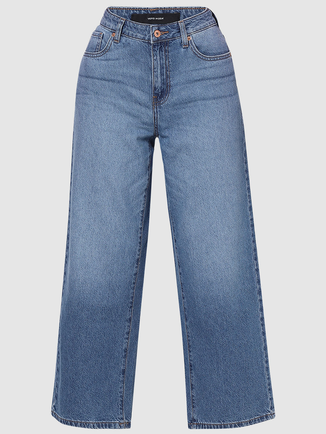 Blue Mid Rise Zoey Wide-Leg Jeans