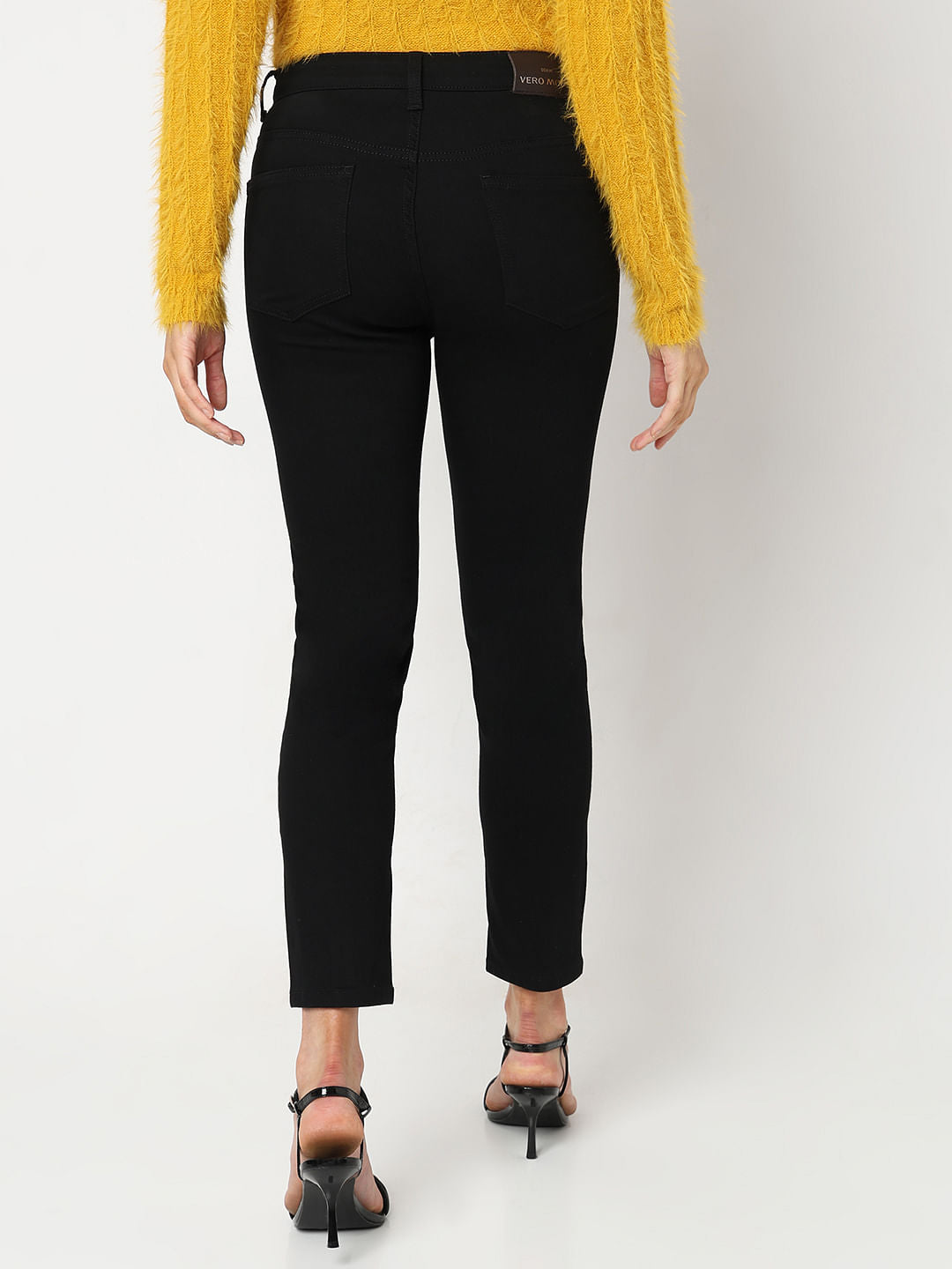 Black Mid Rise Straight Fit Jeans