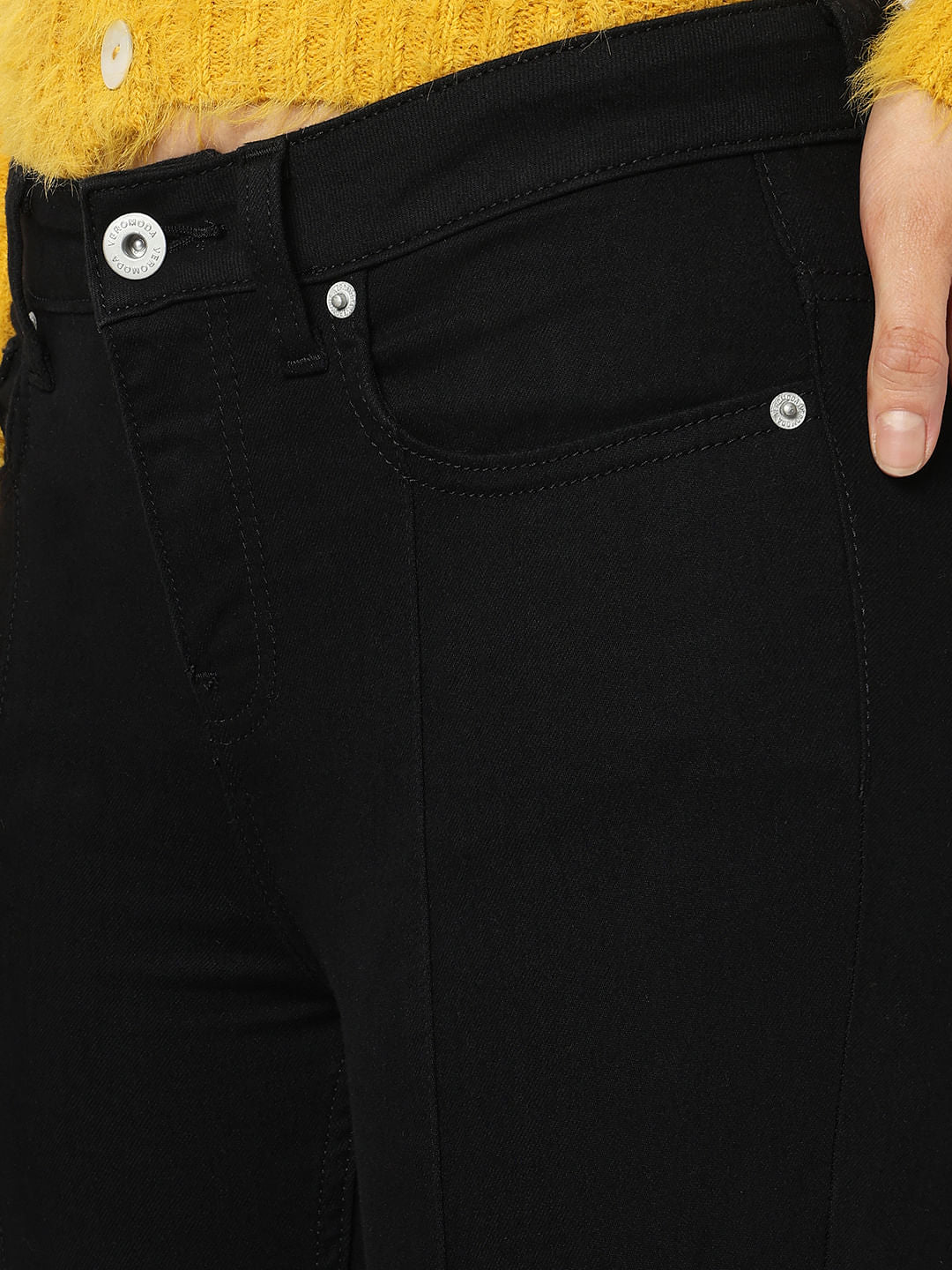 Black Mid Rise Straight Fit Jeans
