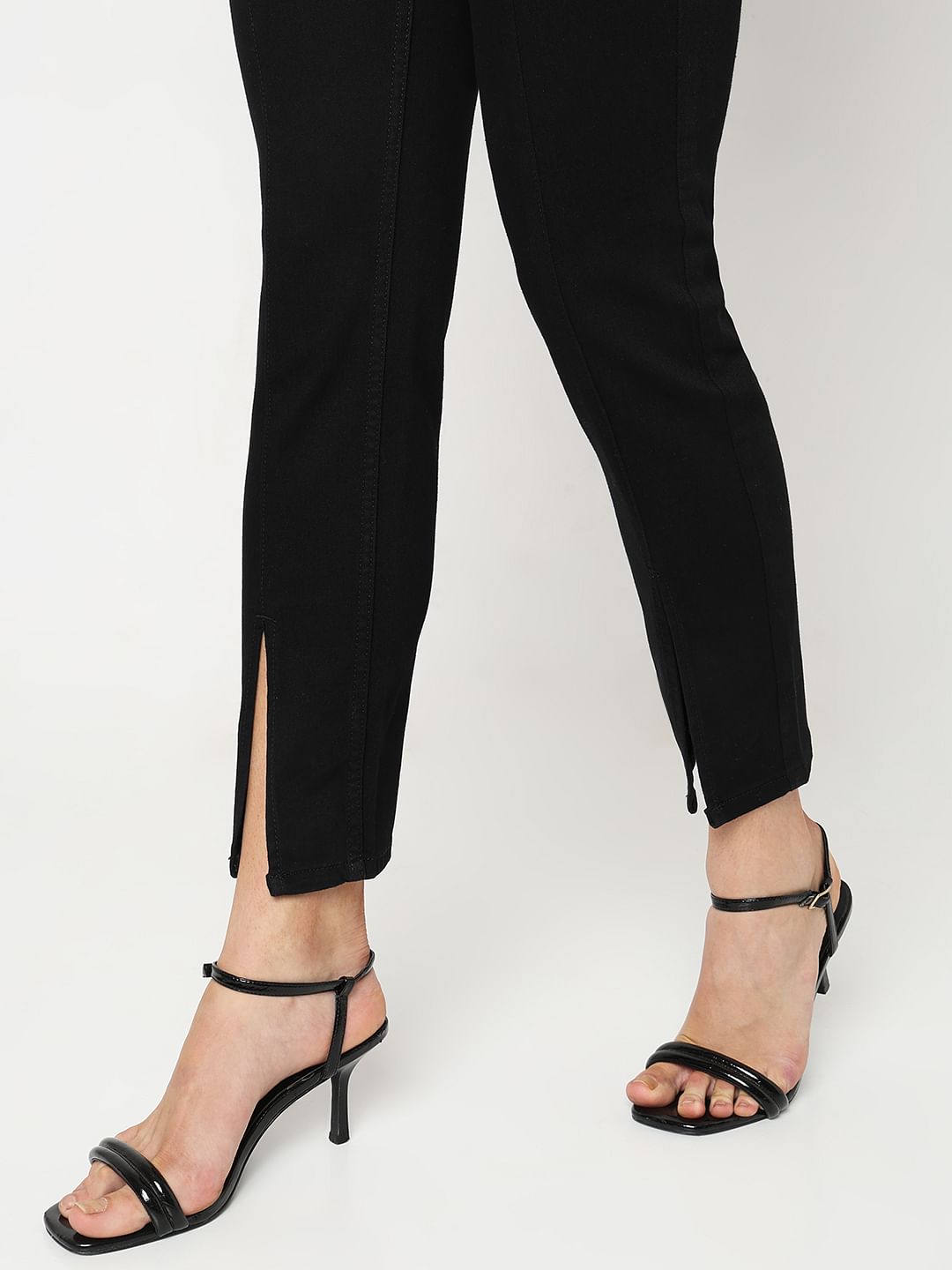 Black Mid Rise Straight Fit Jeans