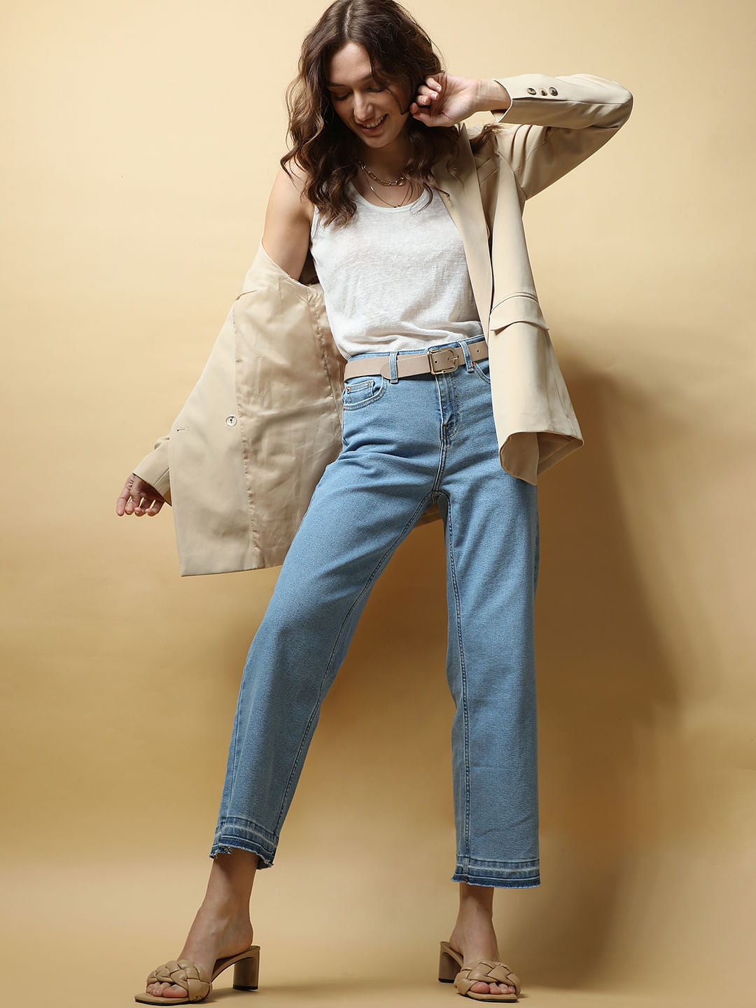 Blue Washed Zoey Wide-Leg Jeans