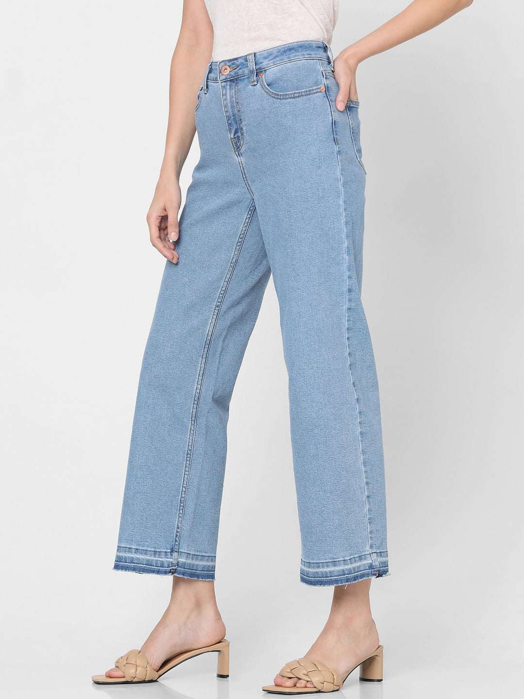 Blue Washed Zoey Wide-Leg Jeans