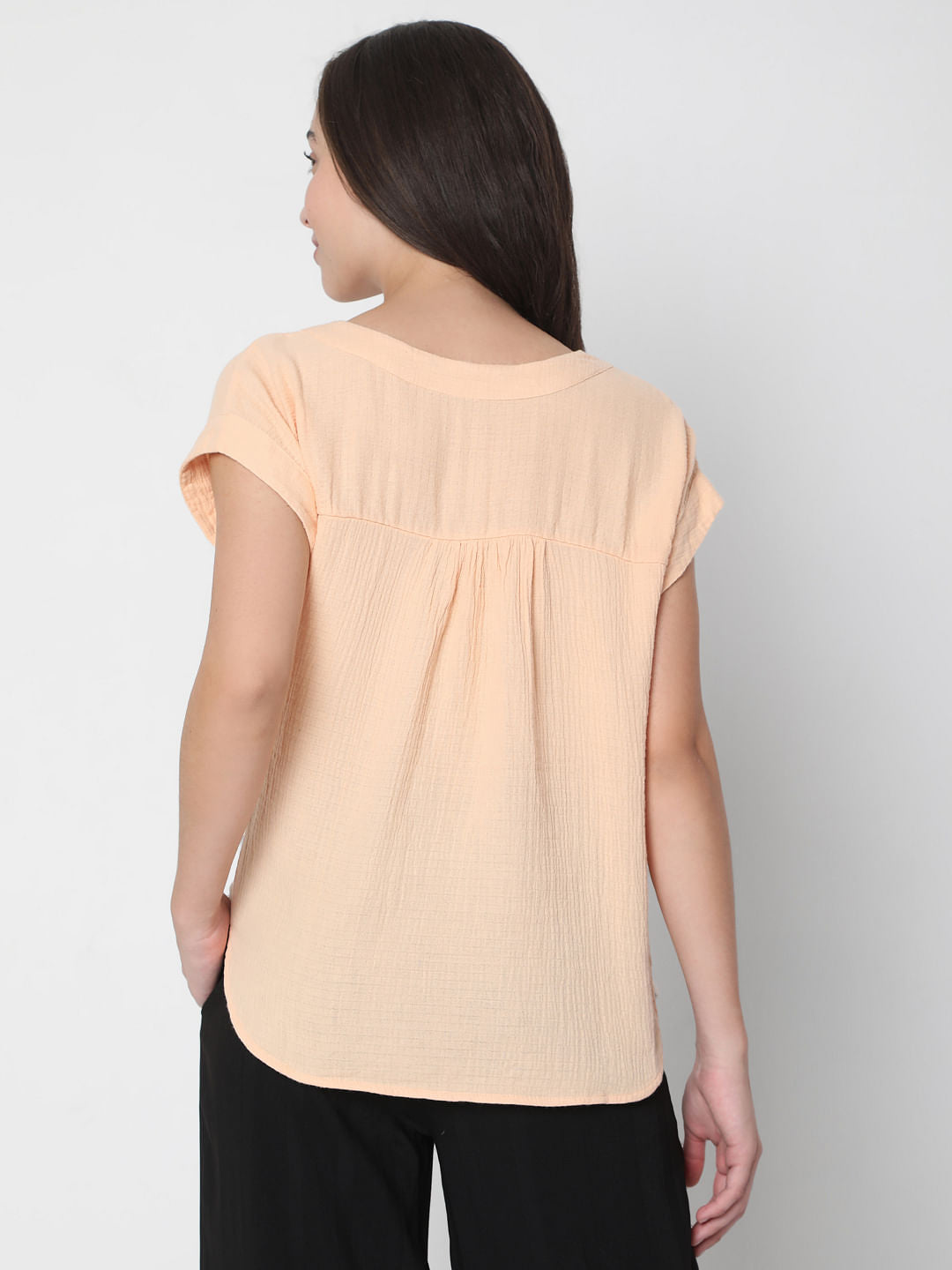 Peach V Neck Top
