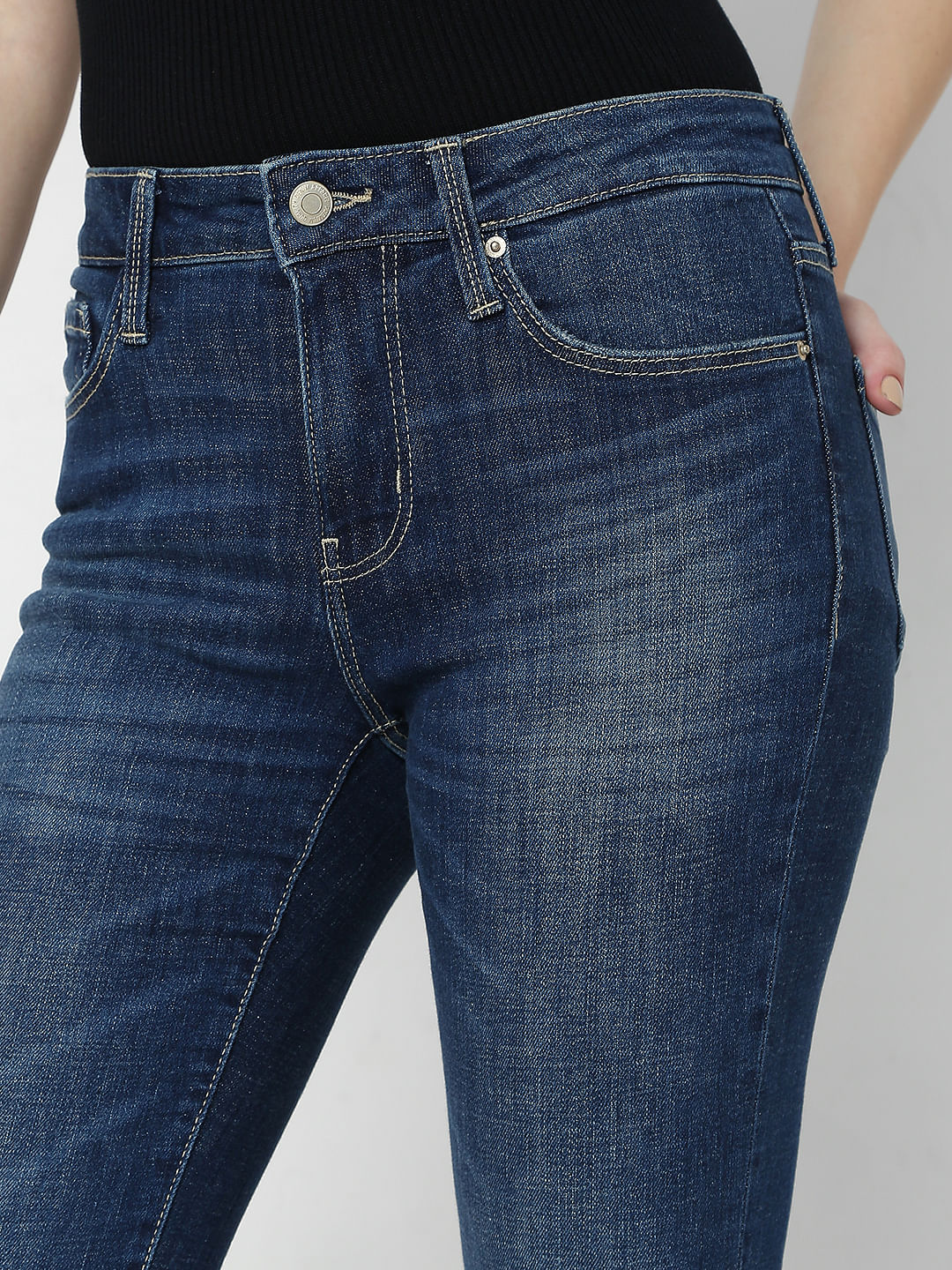 Blue Mid Rise Petra Bootcut Jeans
