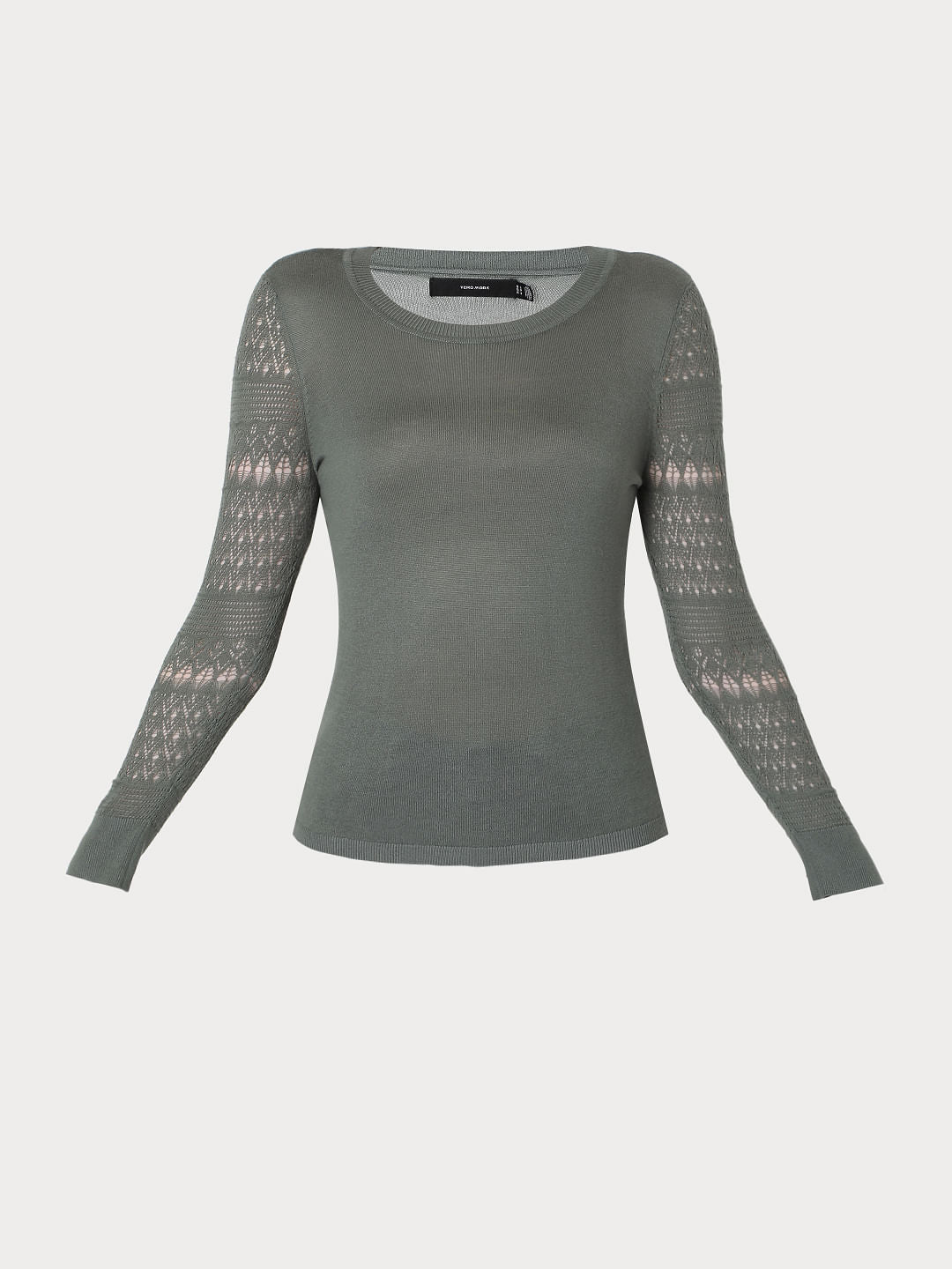 Green Lace Sleeves Pullover