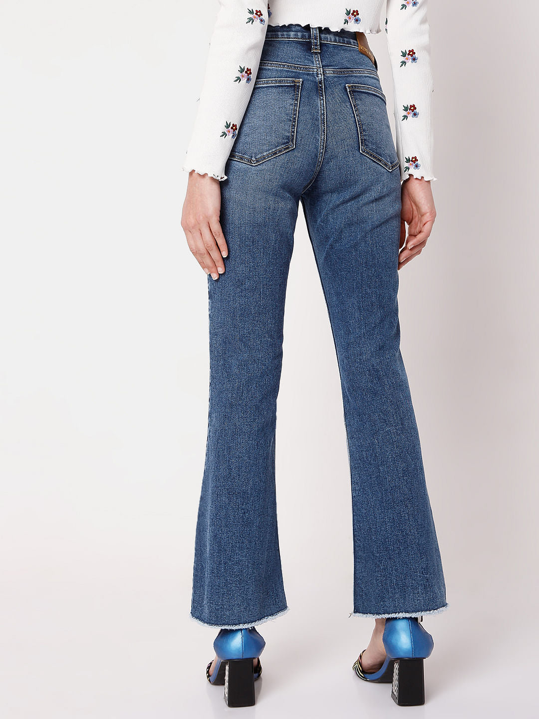 Blue Mid Rise Bootcut Jeans
