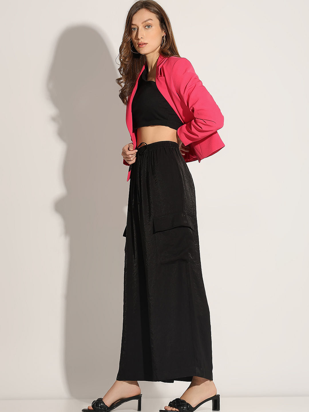 Black High Rise Loose Fit Pants
