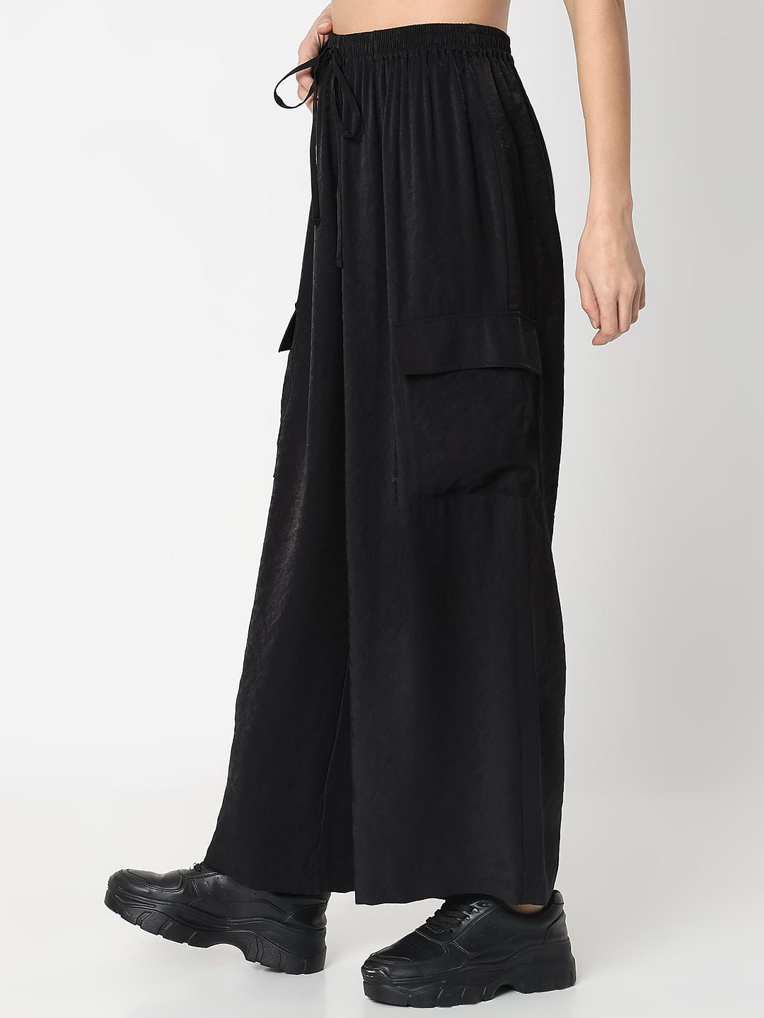 Black High Rise Loose Fit Pants