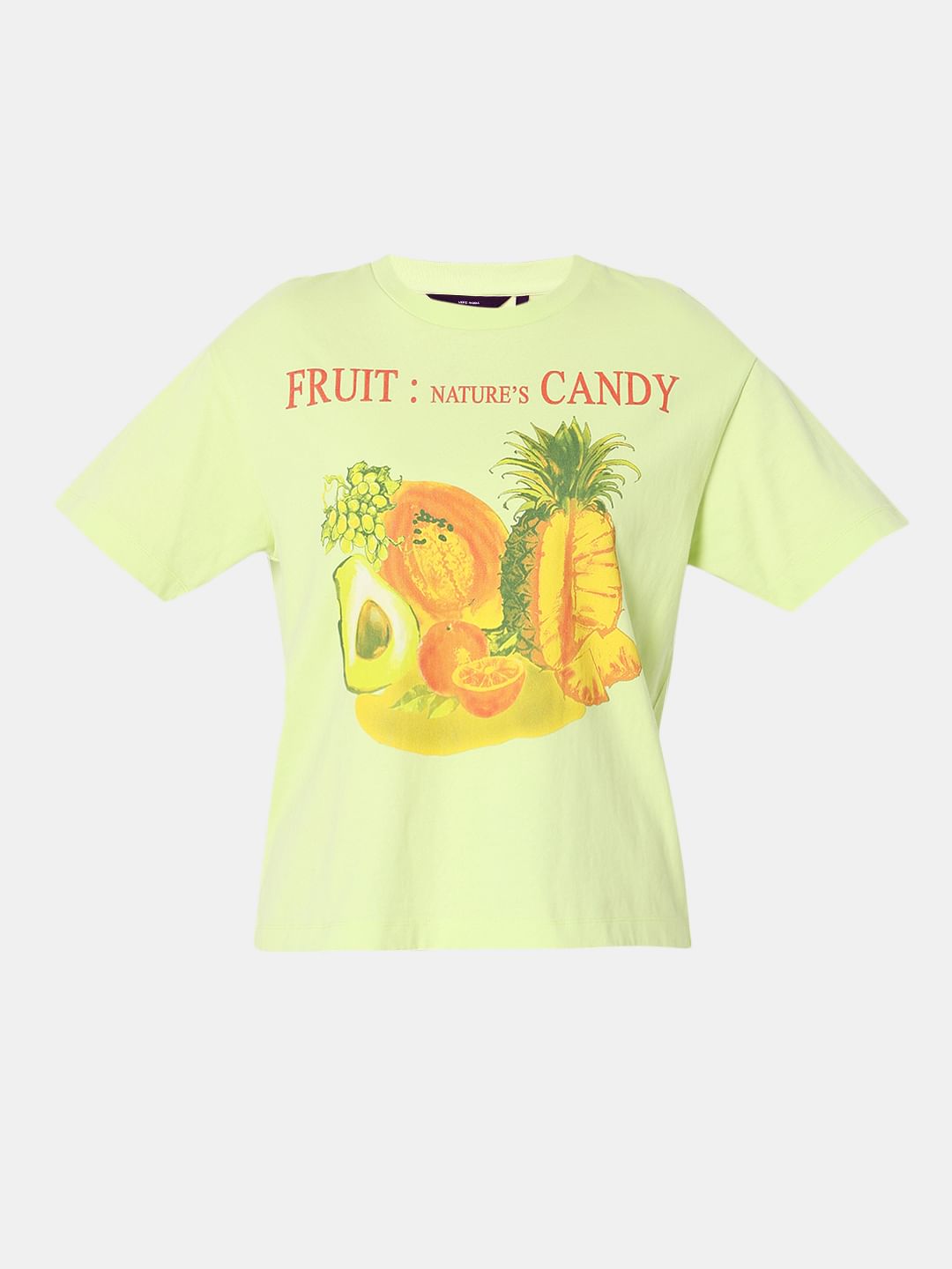 Lime Green Printed Relaxed Fit T-Shirt