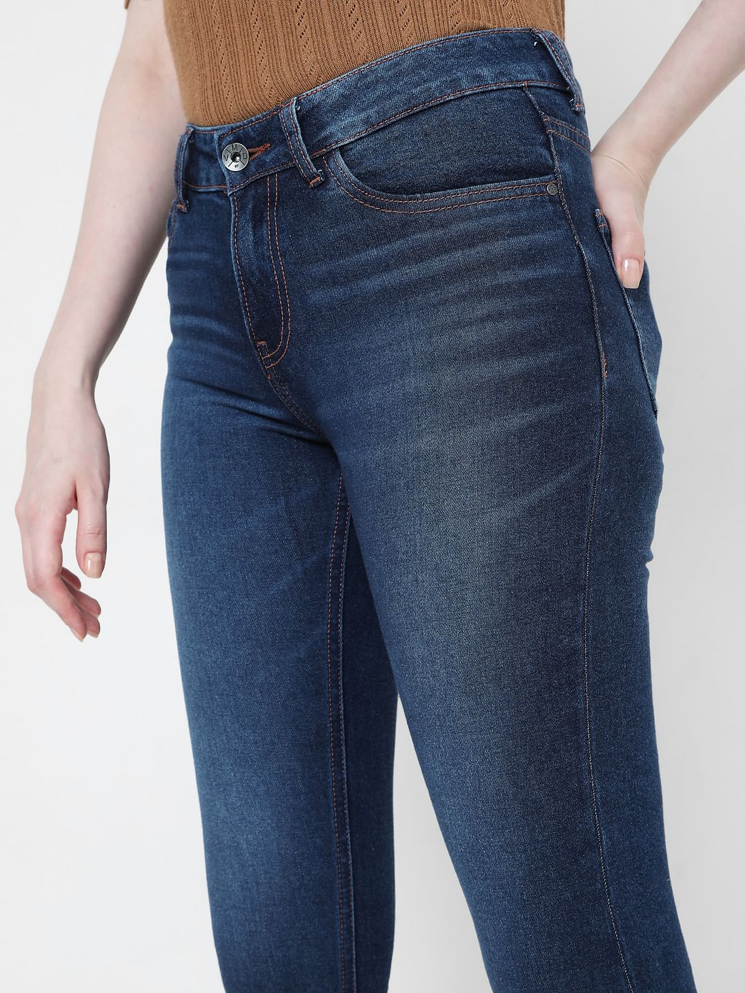 Blue Mid Rise Wendy Skinny Fit Jeans