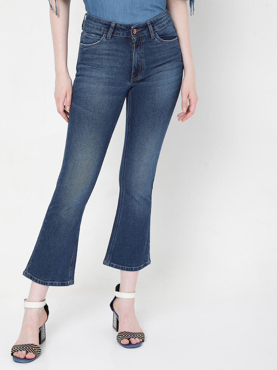Blue Mid Rise Petra Bootcut Jeans