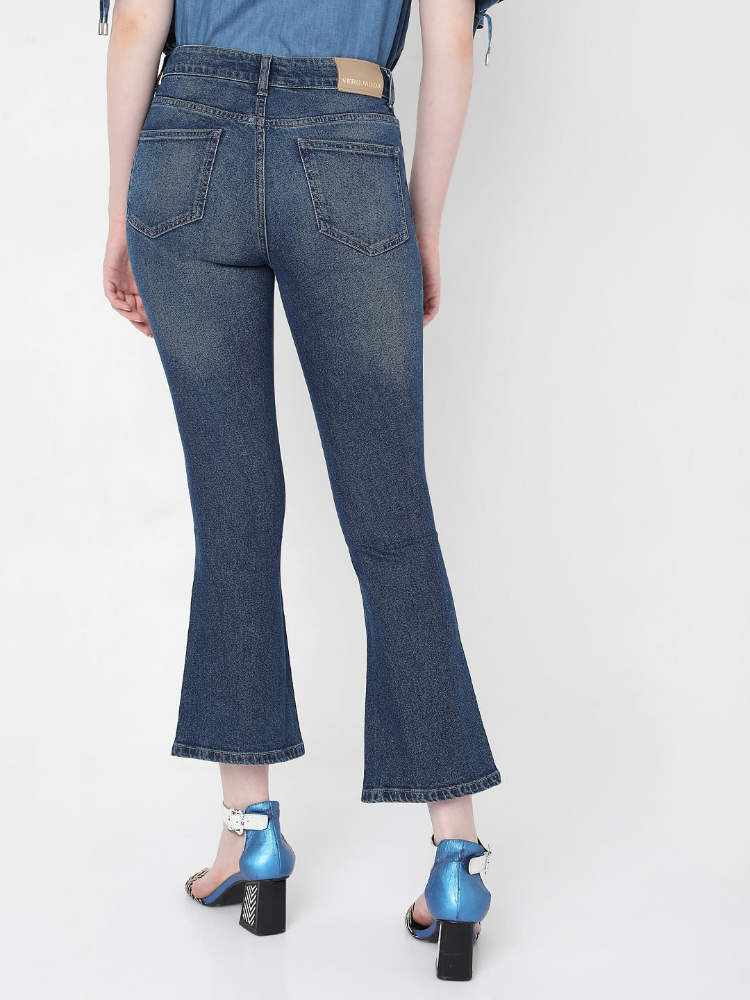 Blue Mid Rise Petra Bootcut Jeans