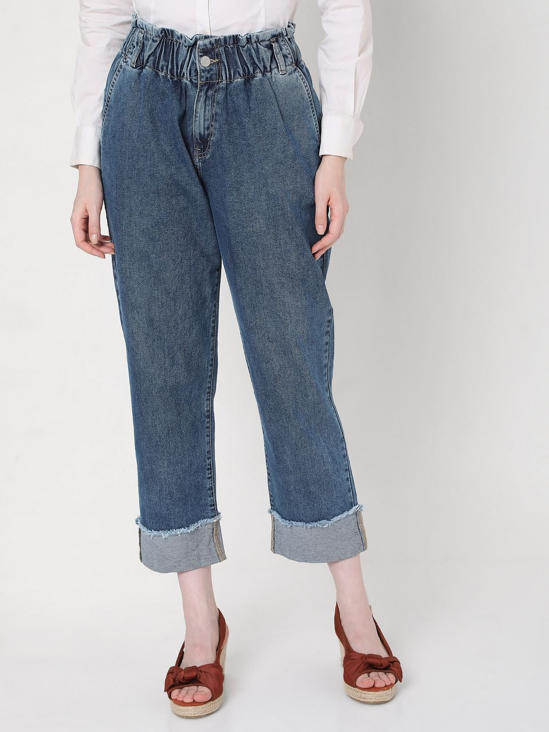 Blue High Rise Jade Straight Fit Jeans