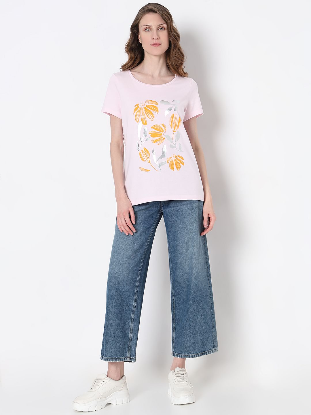 Light Pink Floral Print T-Shirt