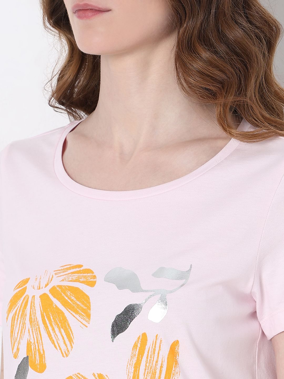 Light Pink Floral Print T-Shirt