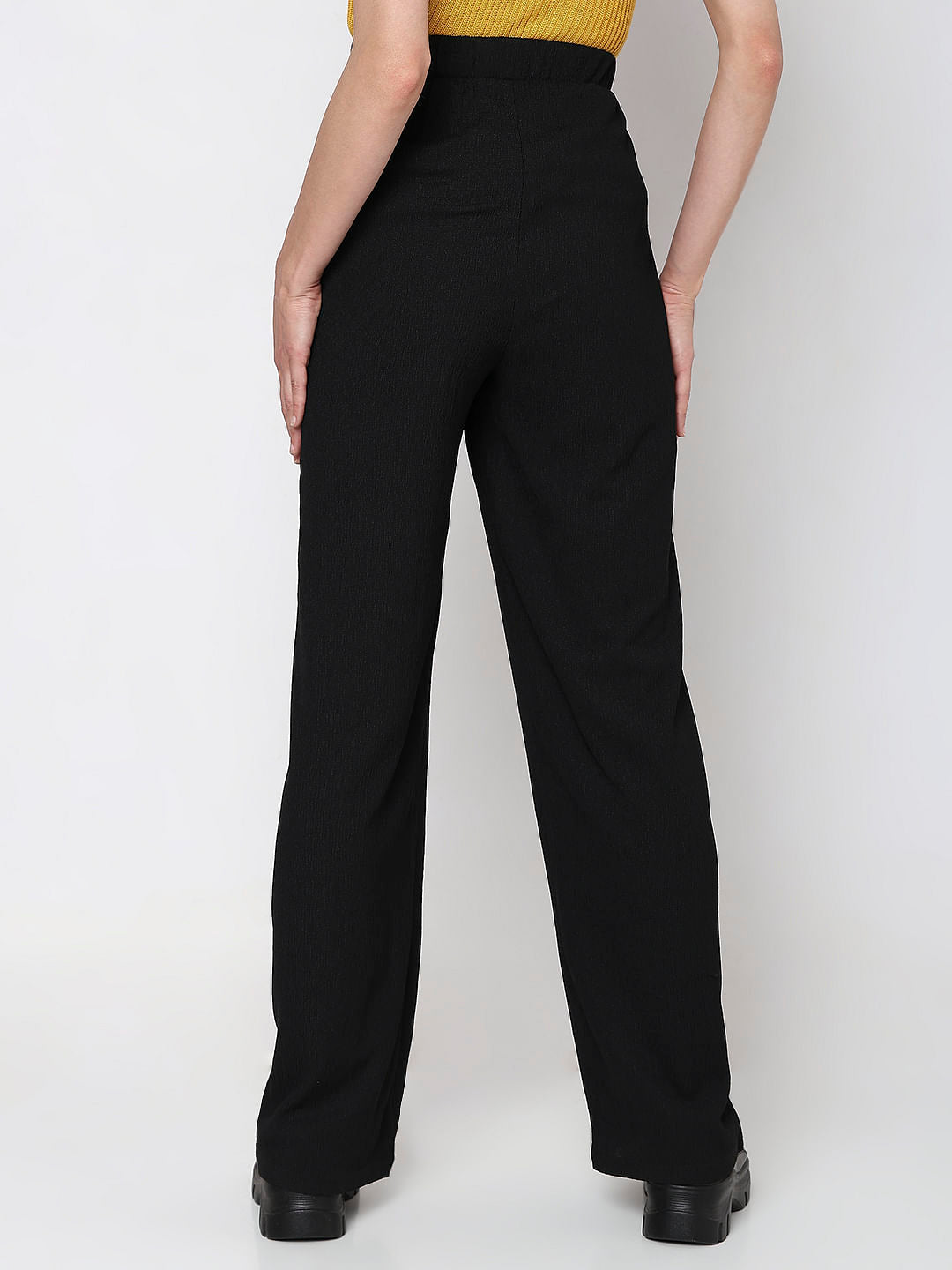 Black High Rise Wide Leg Pants