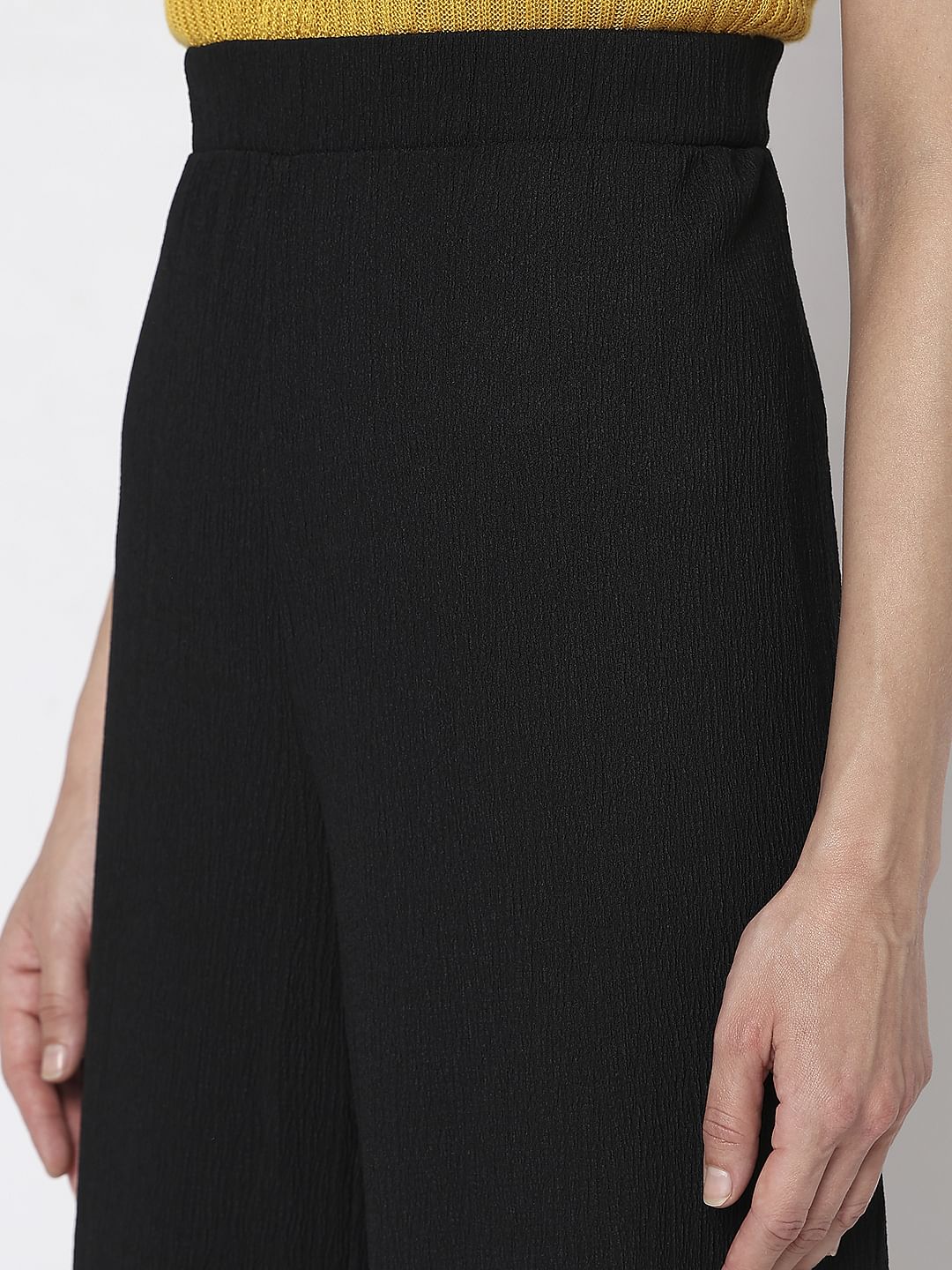 Black High Rise Wide Leg Pants