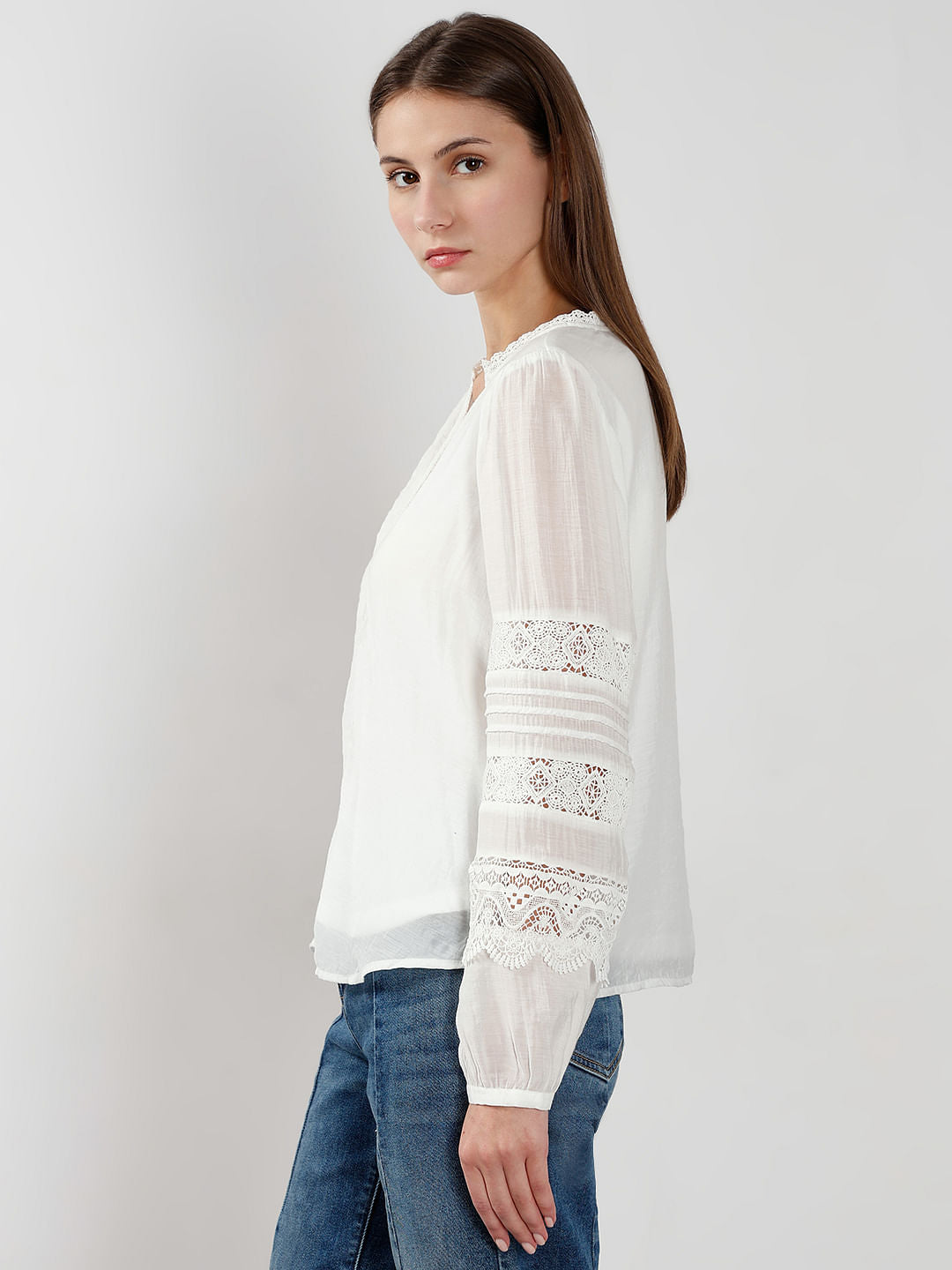 White Lace Detail Top