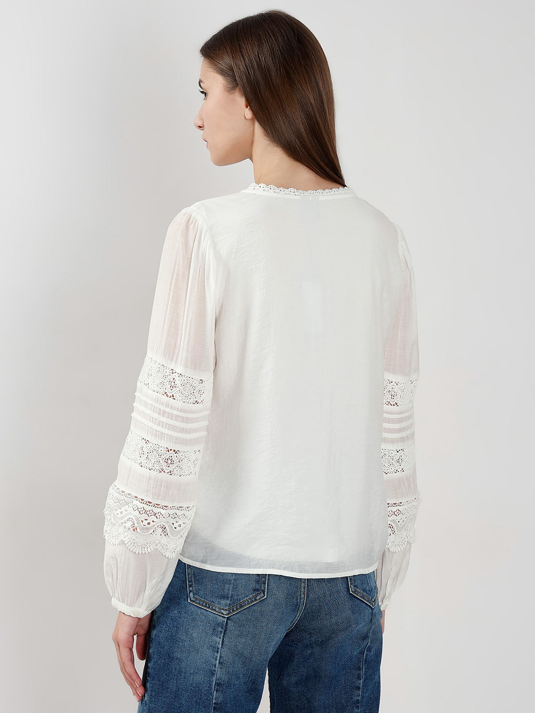 White Lace Detail Top