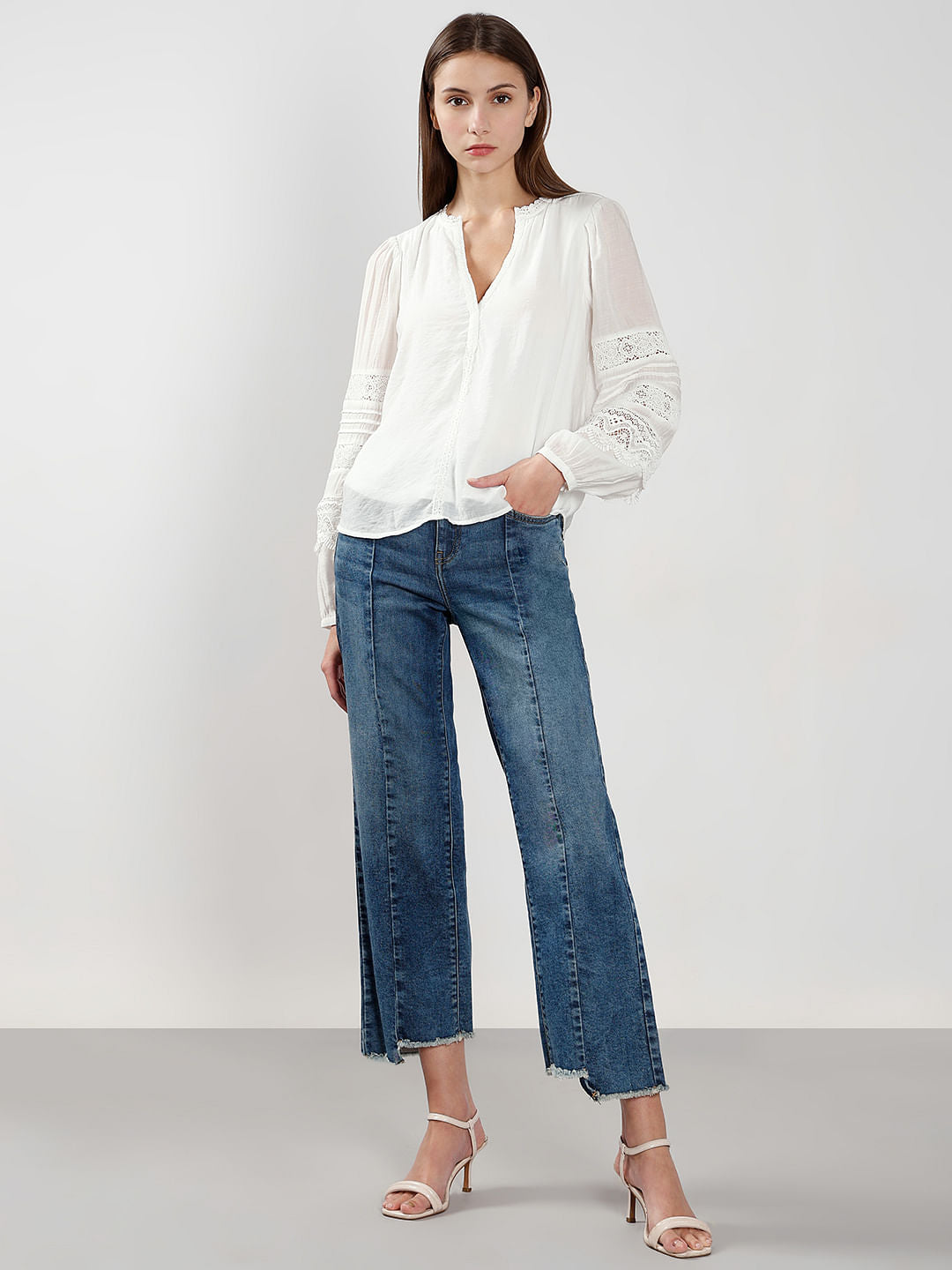 White Lace Detail Top