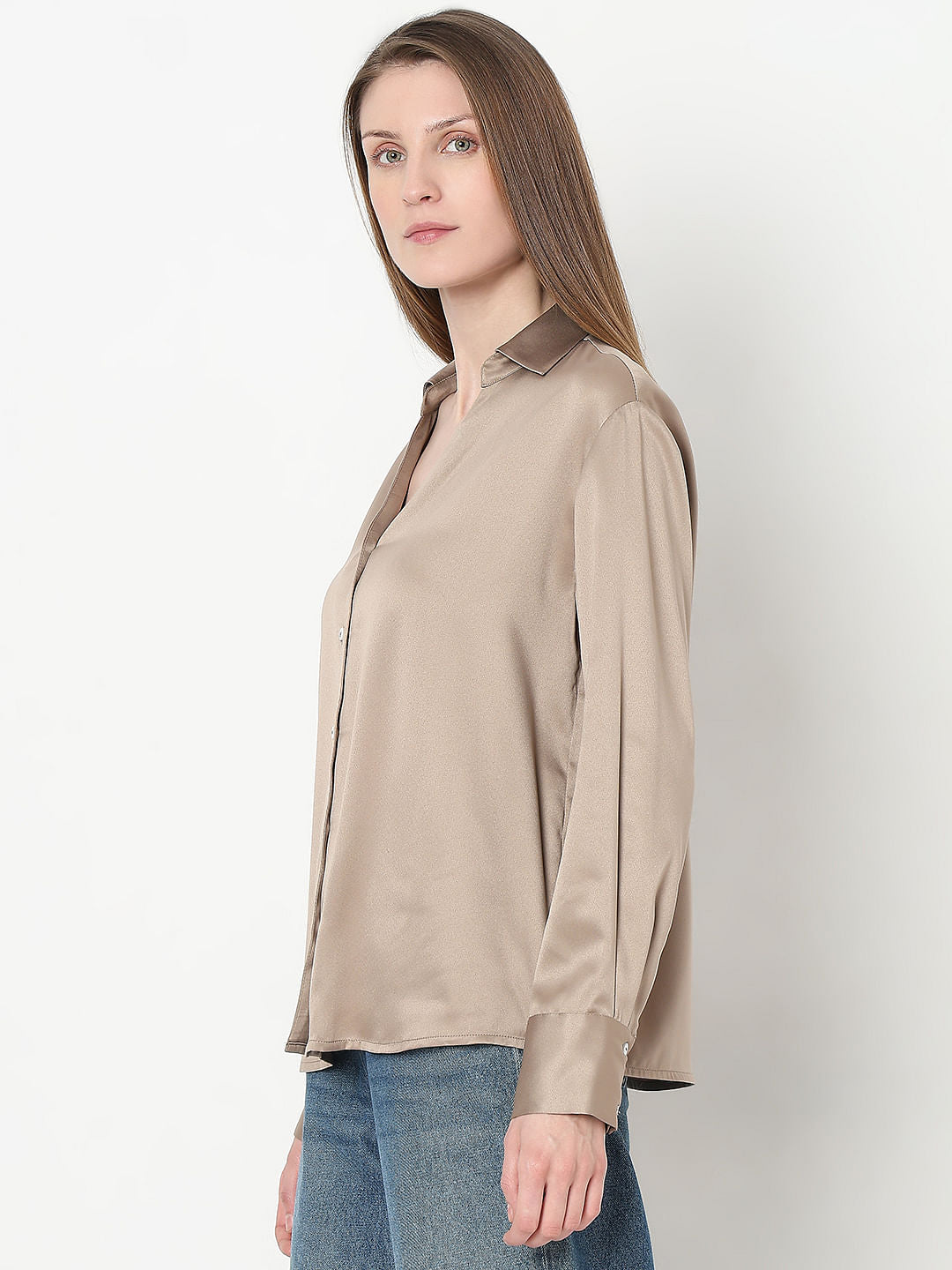 Light Brown Satin Shirt
