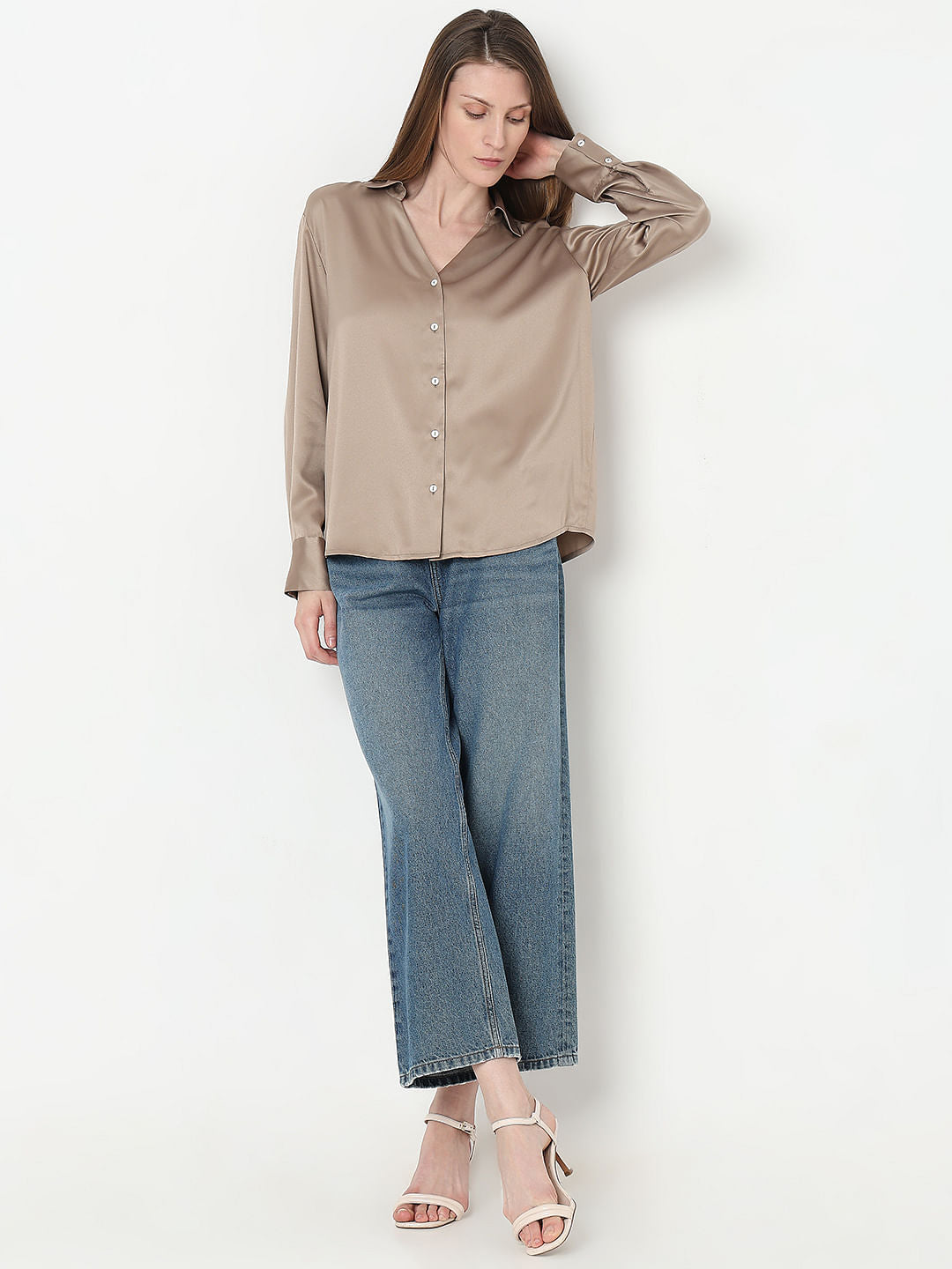 Light Brown Satin Shirt