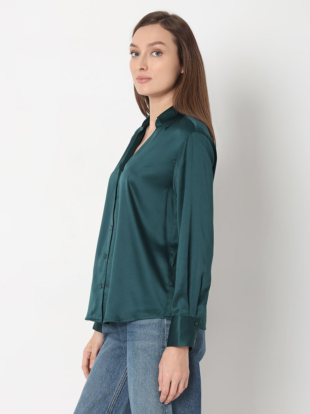 Dark Green Satin Shirt