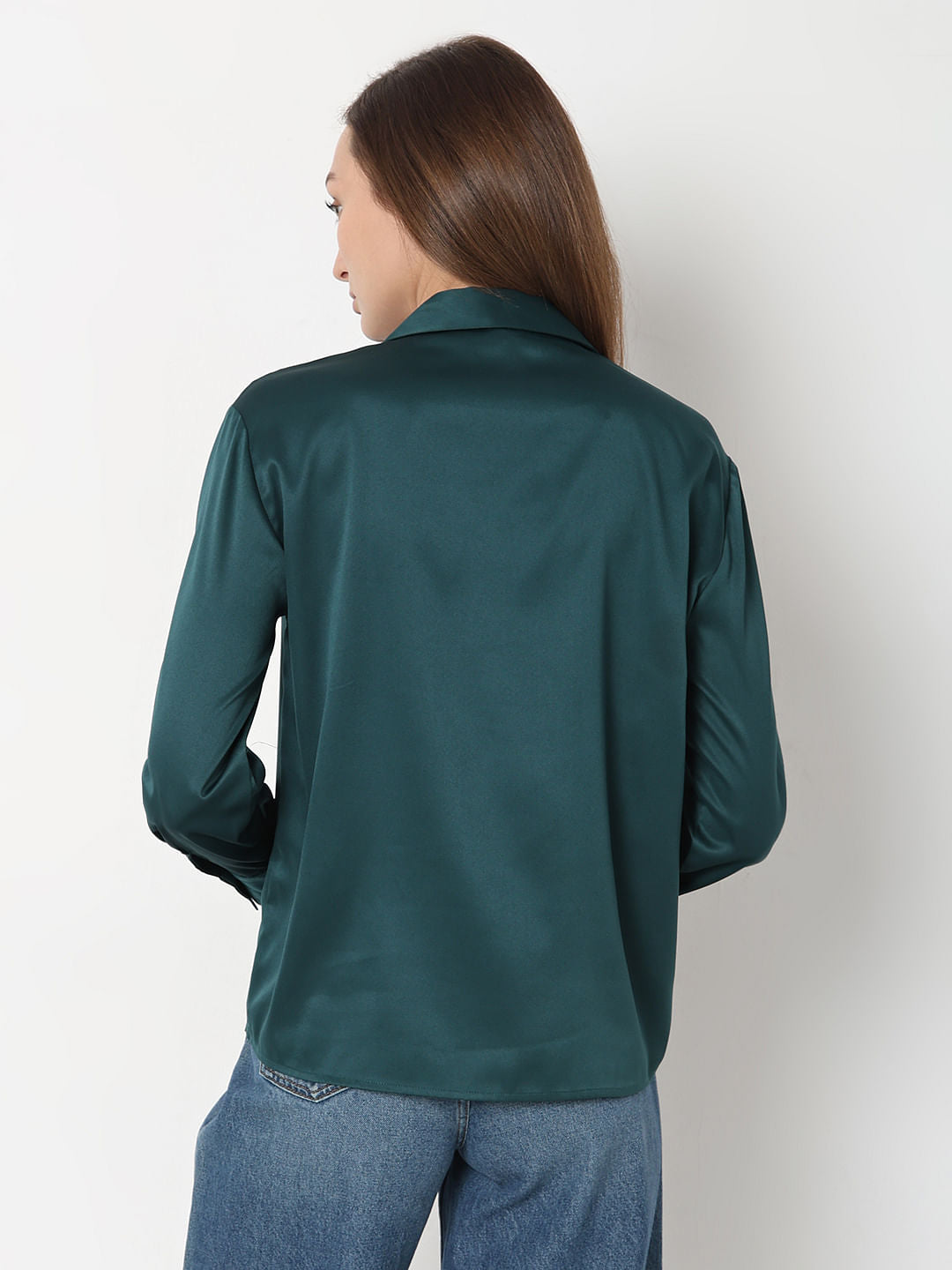 Dark Green Satin Shirt