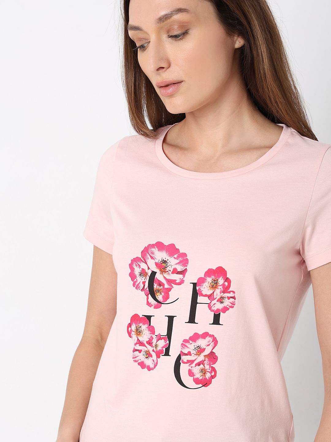 Pink Floral Print T-Shirt