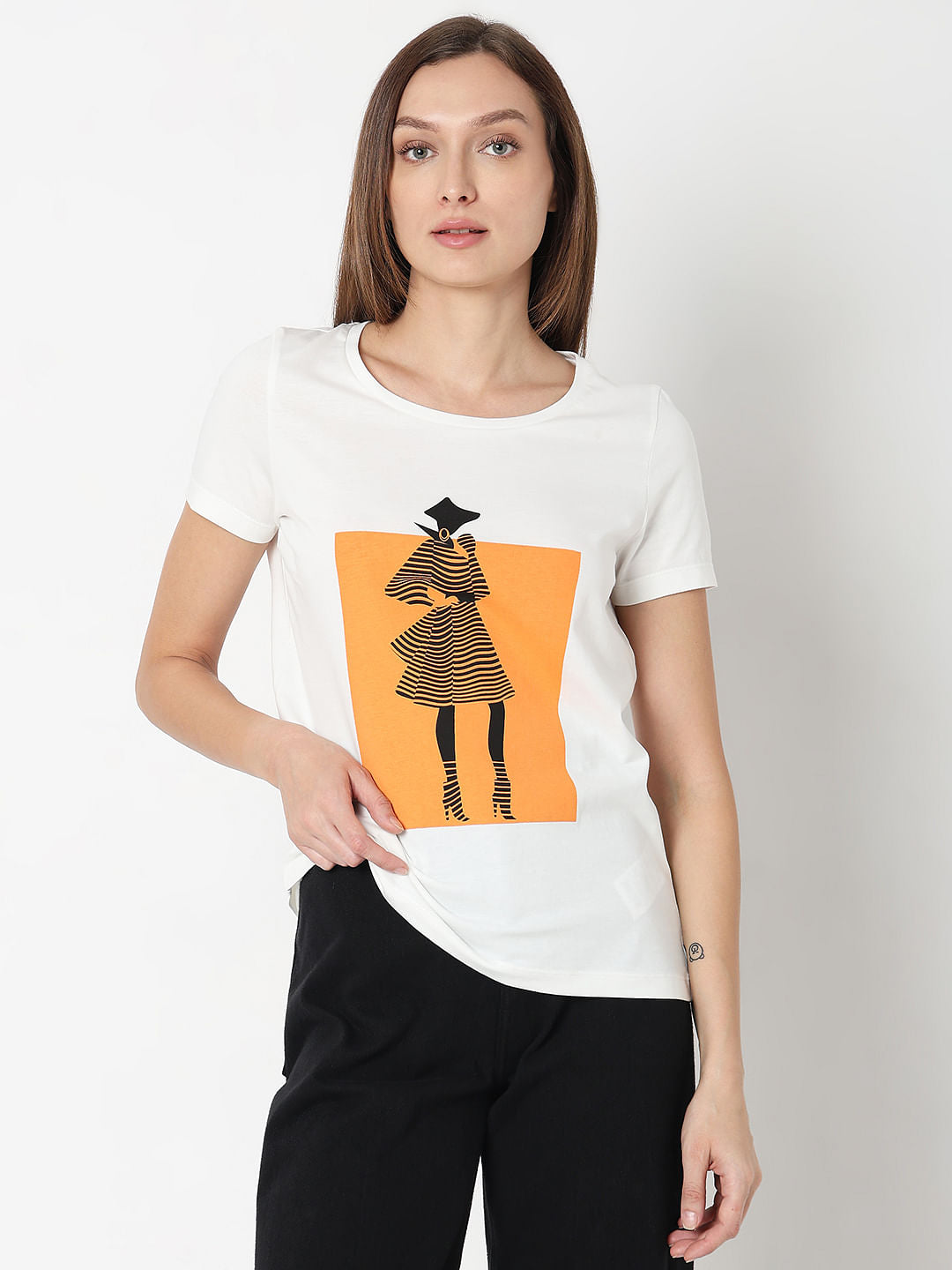 White Graphic Print T-Shirt