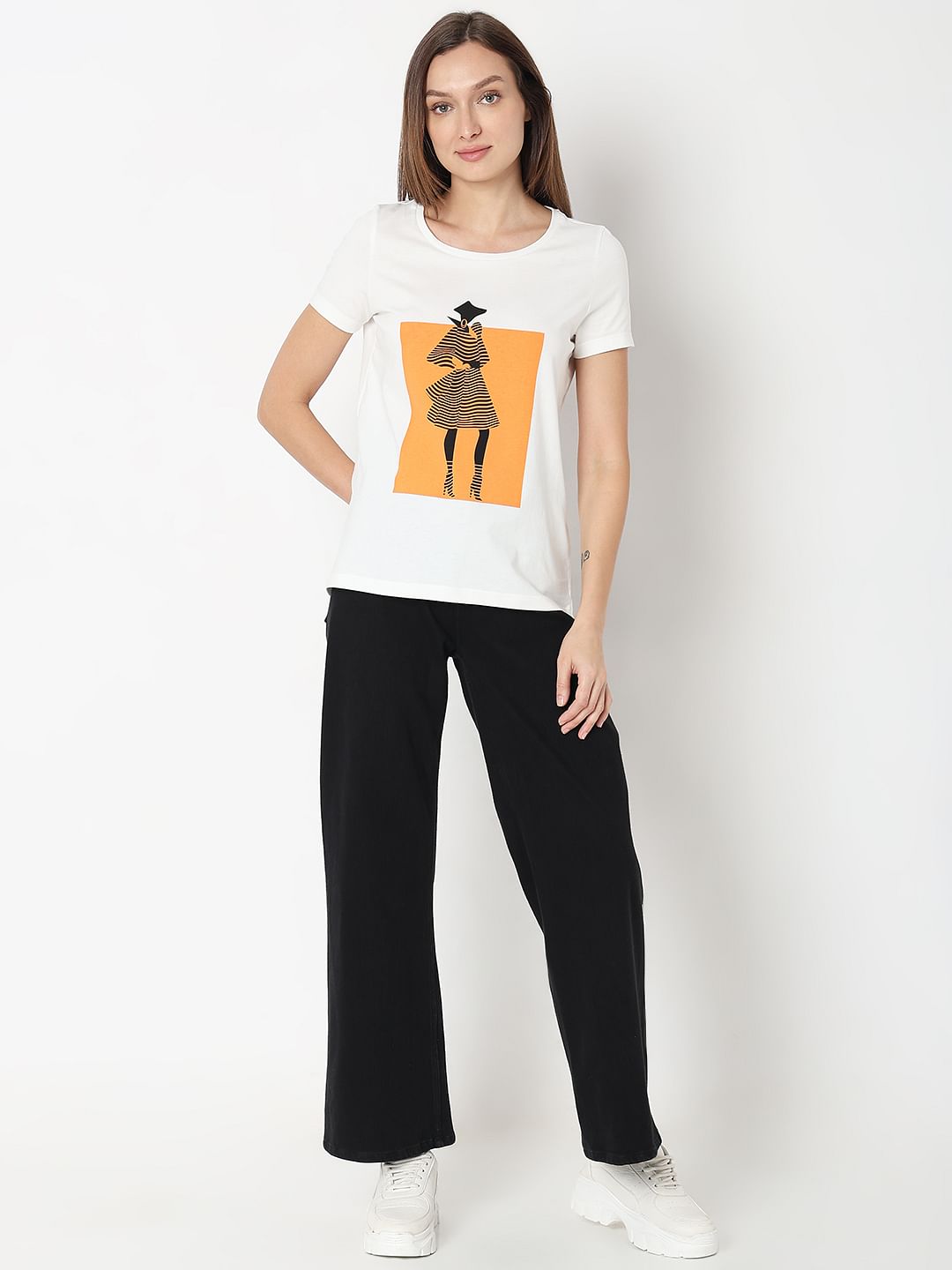 White Graphic Print T-Shirt