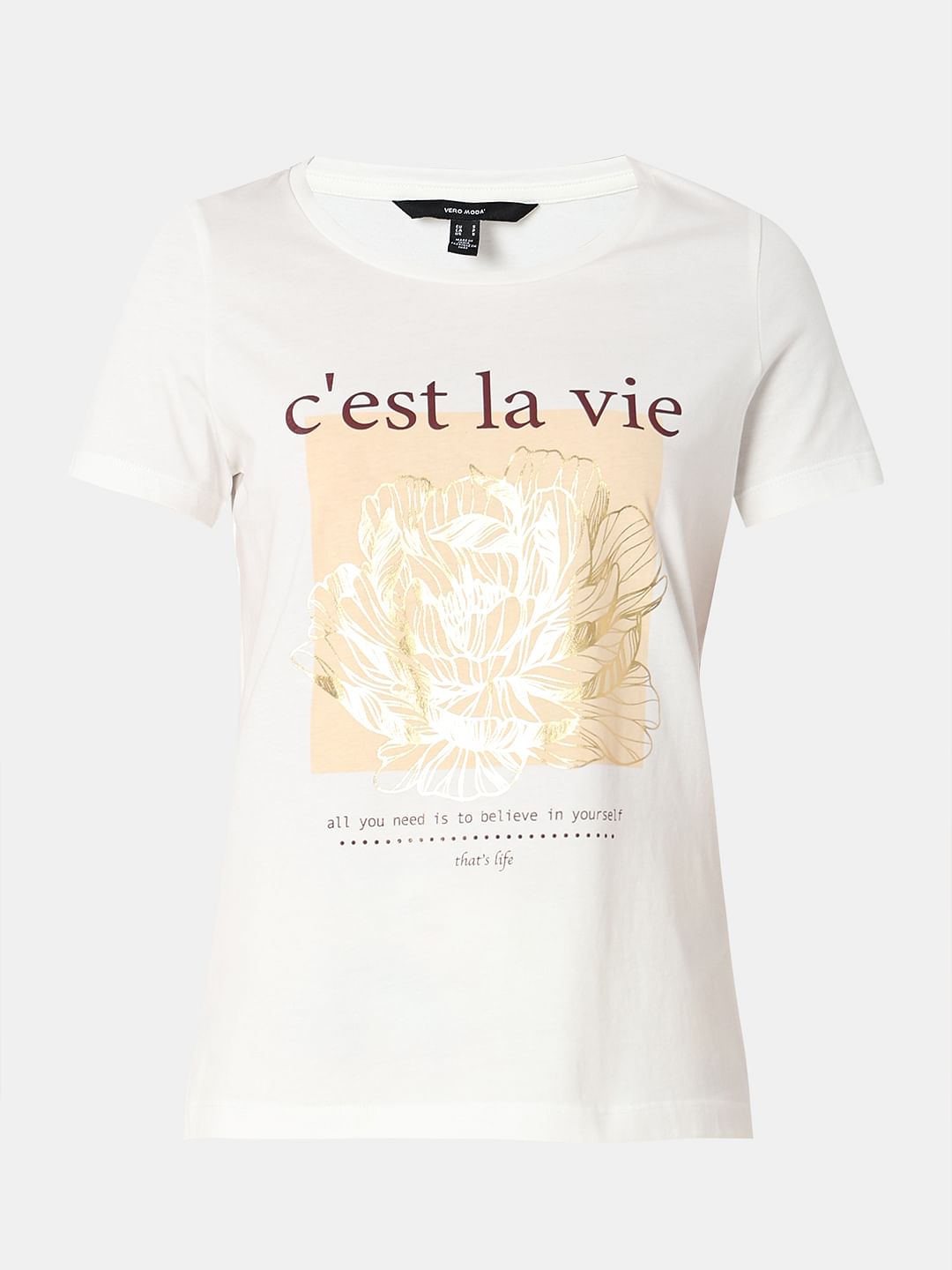 White Foil Floral Print T-Shirt