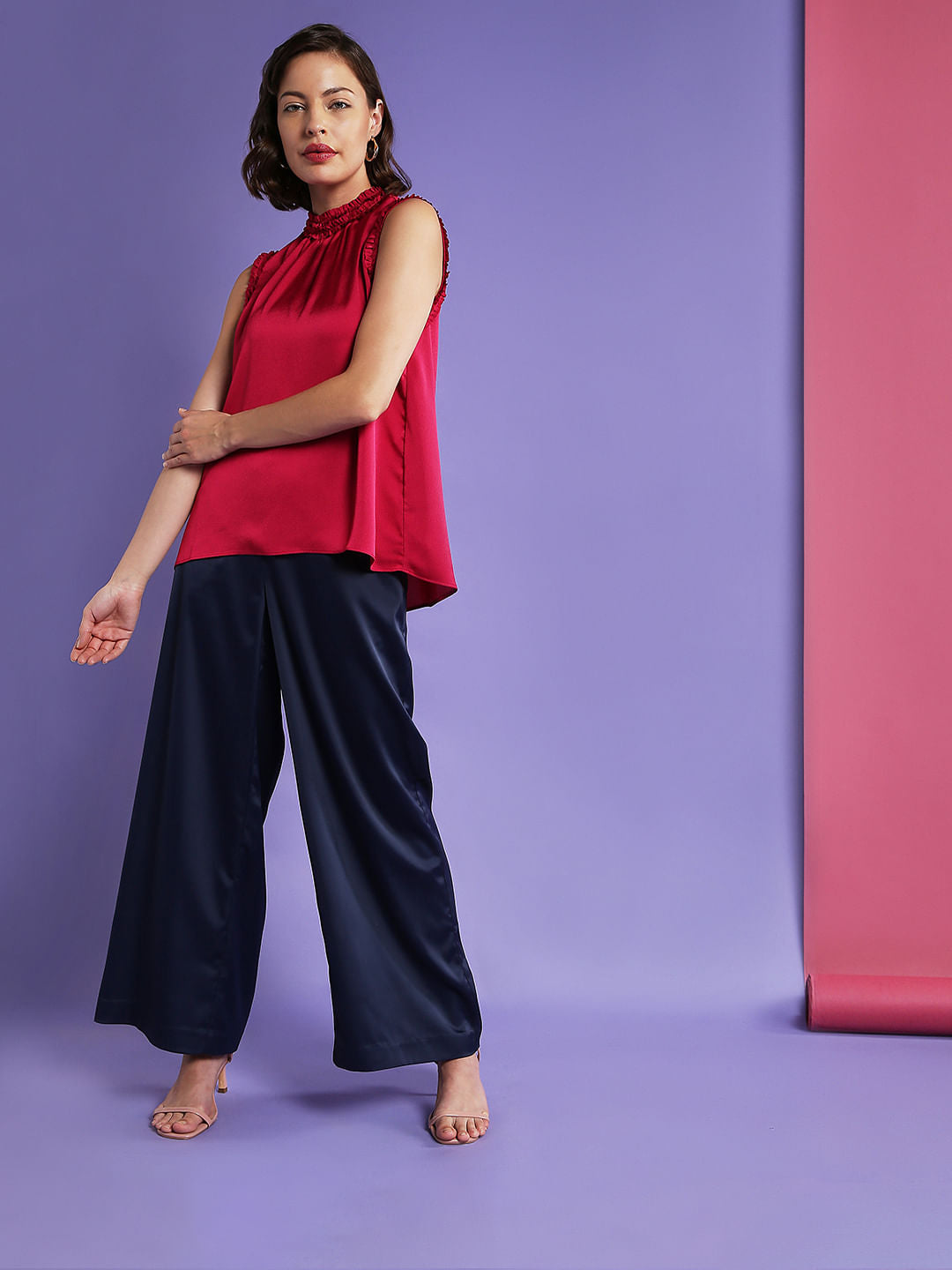 Marquee Red Ruffle Detail Top