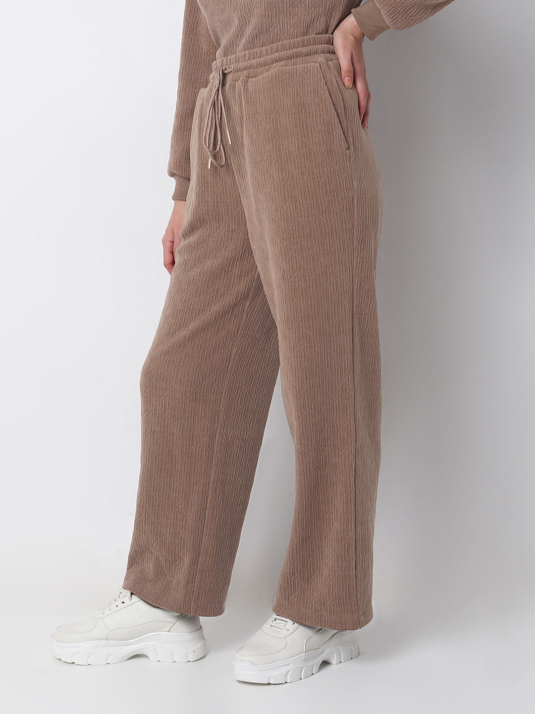 Brown Corduroy Co-Ord Set Sweatpants