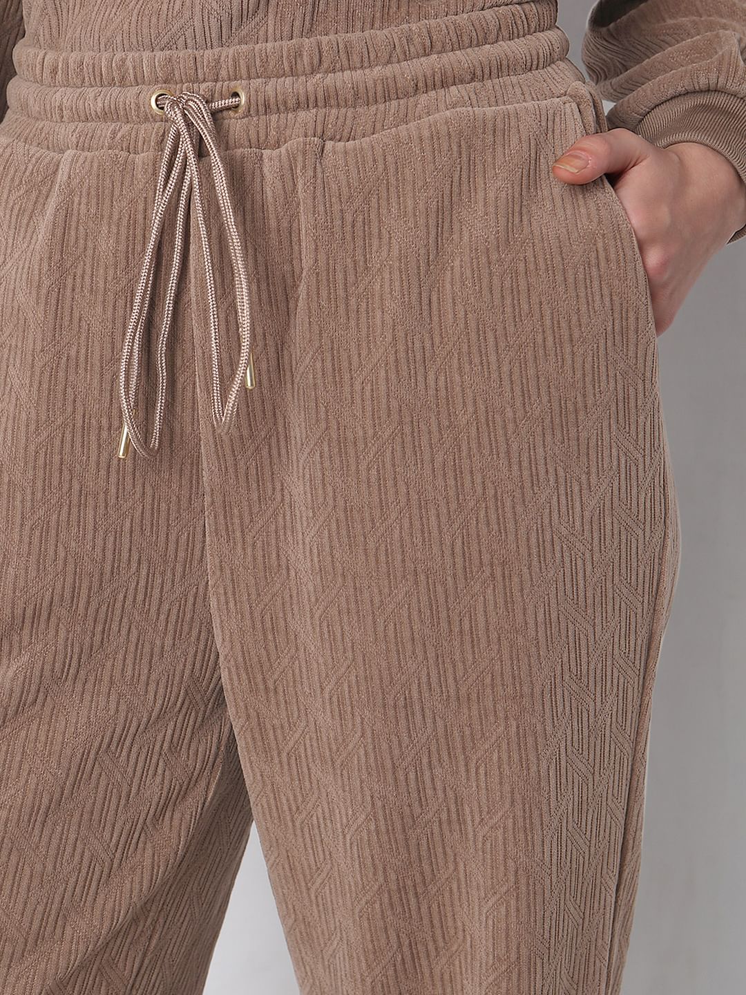 Brown Corduroy Co-Ord Set Sweatpants